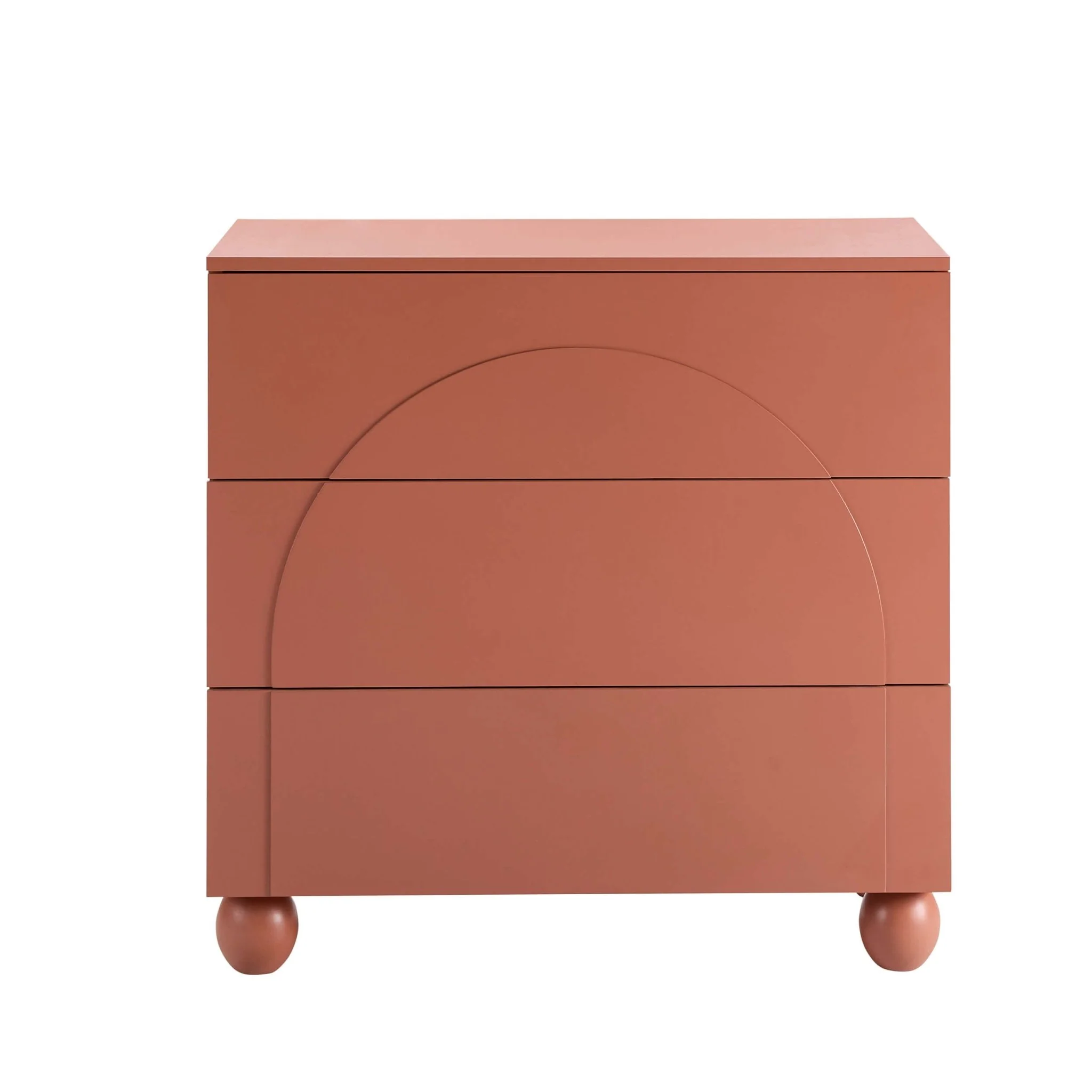 Rachel Arch Front 3 Drawer Chest - Terracotta - Image 3