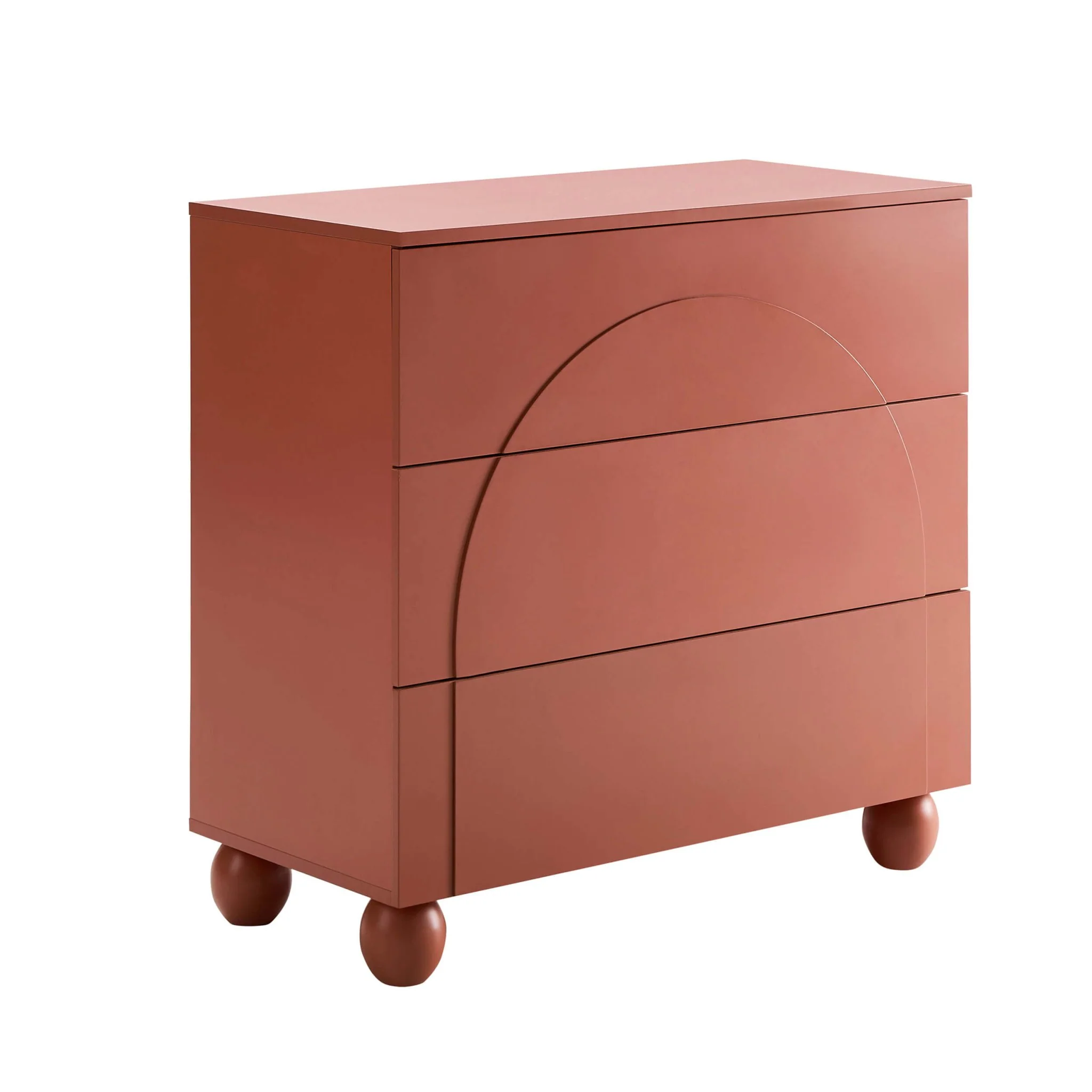 Rachel Arch Front 3 Drawer Chest - Terracotta - Image 4