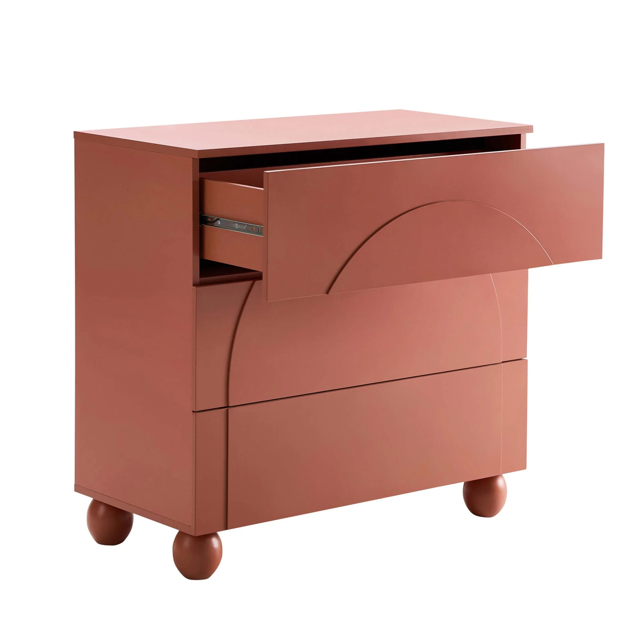 Rachel Arch Front 3 Drawer Chest - Terracotta - Image 5
