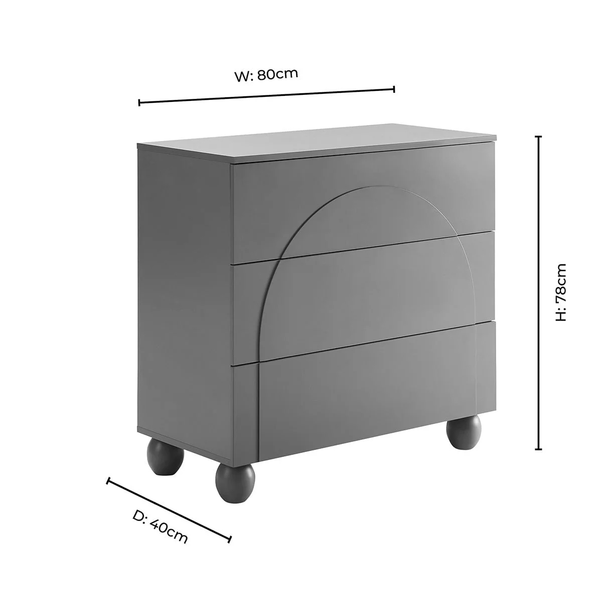 Rachel Arch Front 3 Drawer Chest - Taupe - Image 9