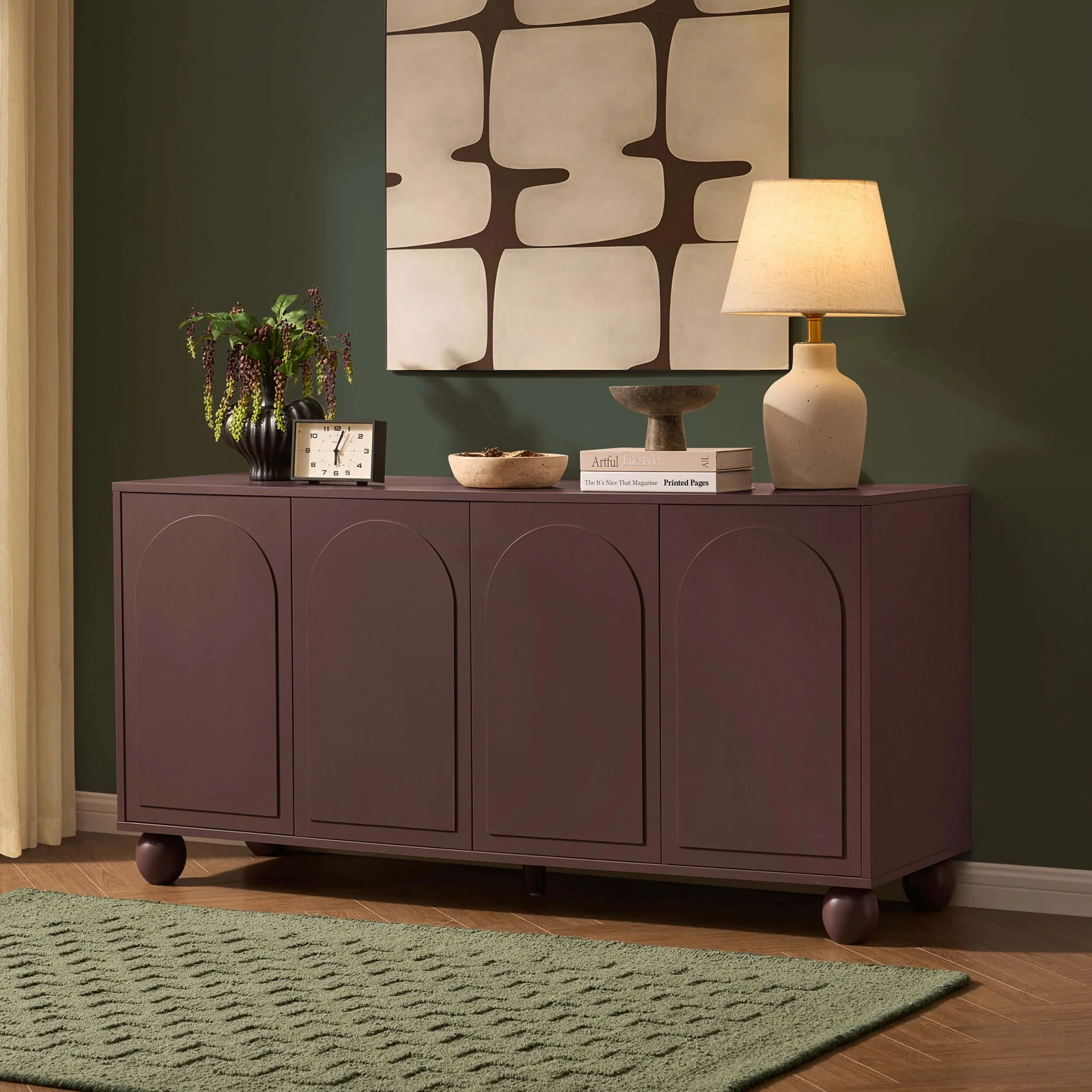 Rachel Arch Front 4 Door Sideboard - Mocha