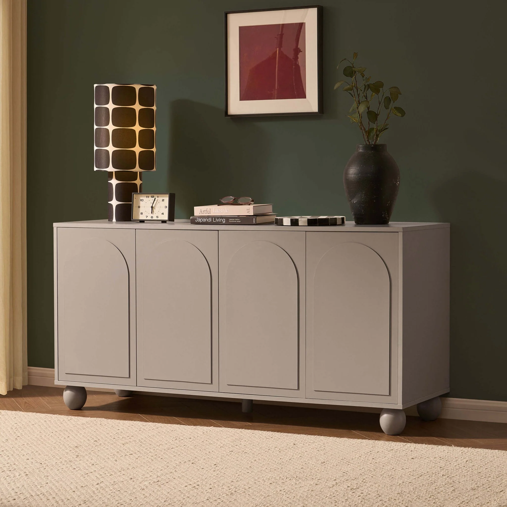 Rachel Arch Front 4 Door Sideboard - Taupe