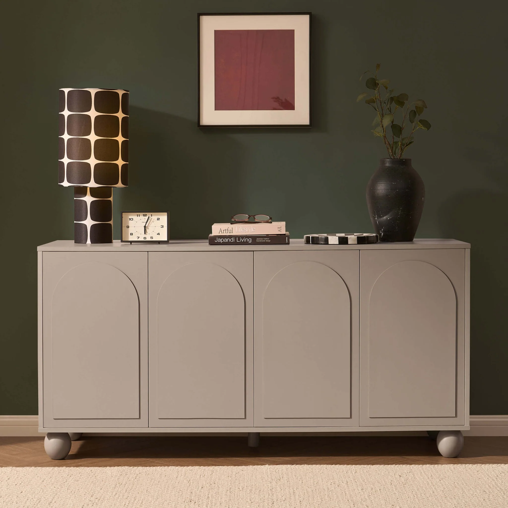 Rachel Arch Front 4 Door Sideboard - Taupe - Image 2