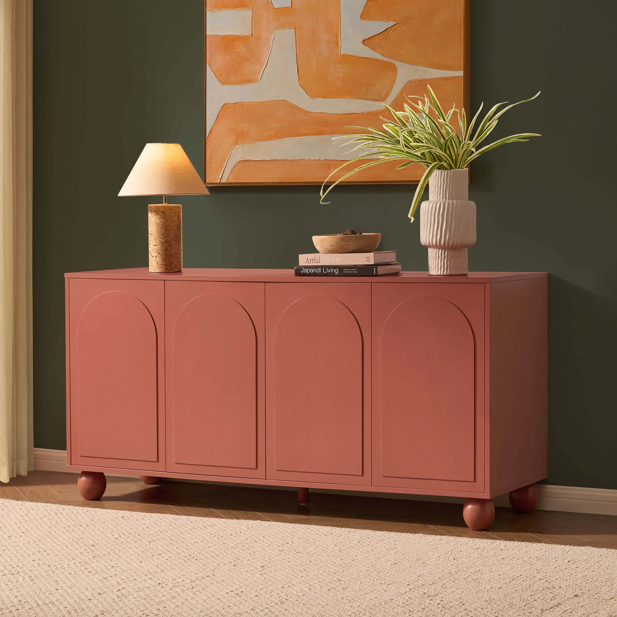Rachel Arch Front 4 Door Sideboard - Terracotta