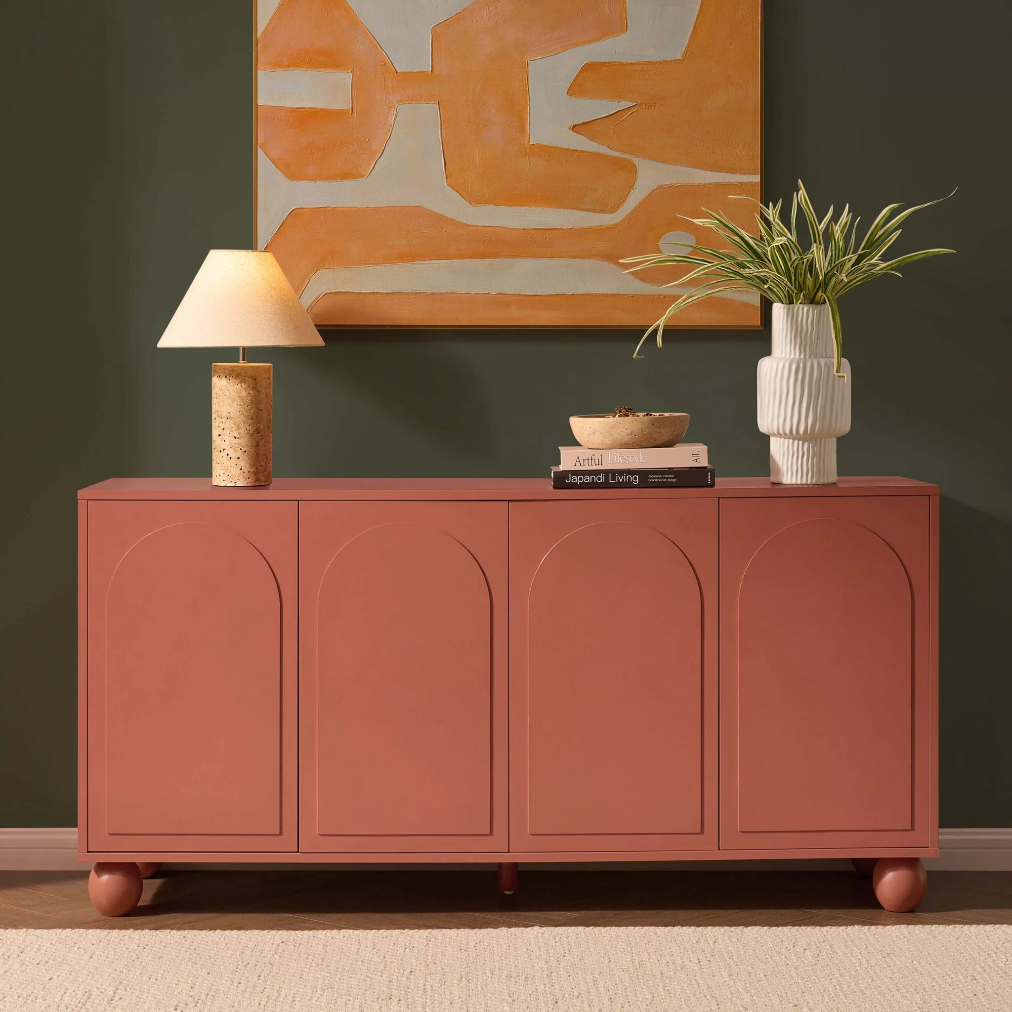 Rachel Arch Front 4 Door Sideboard - Terracotta - Image 2