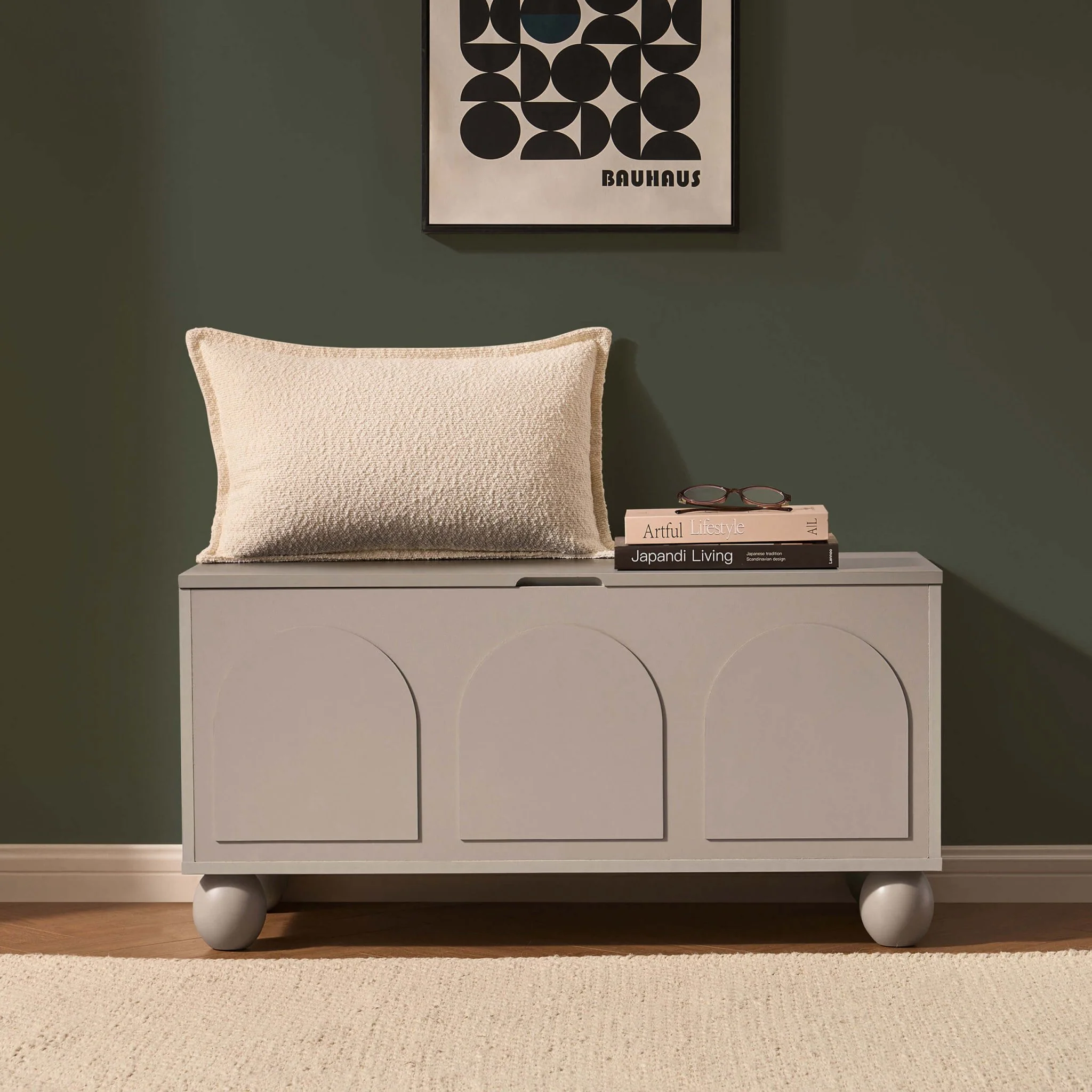 Rachel Arch Front Seated Storage - Taupe