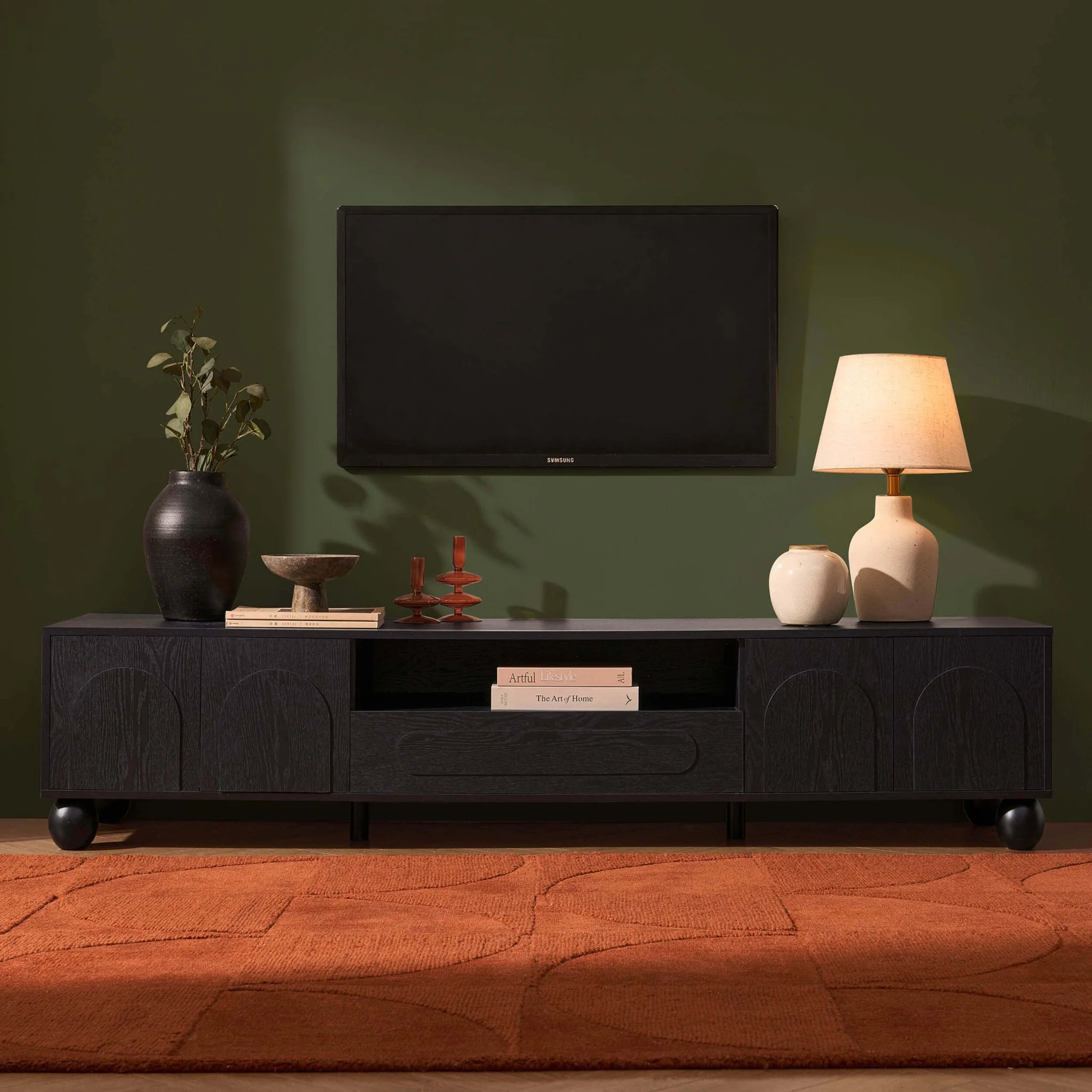 Rachel Arch Front Tv Unit for TVs up to 75"- Black - Image 2