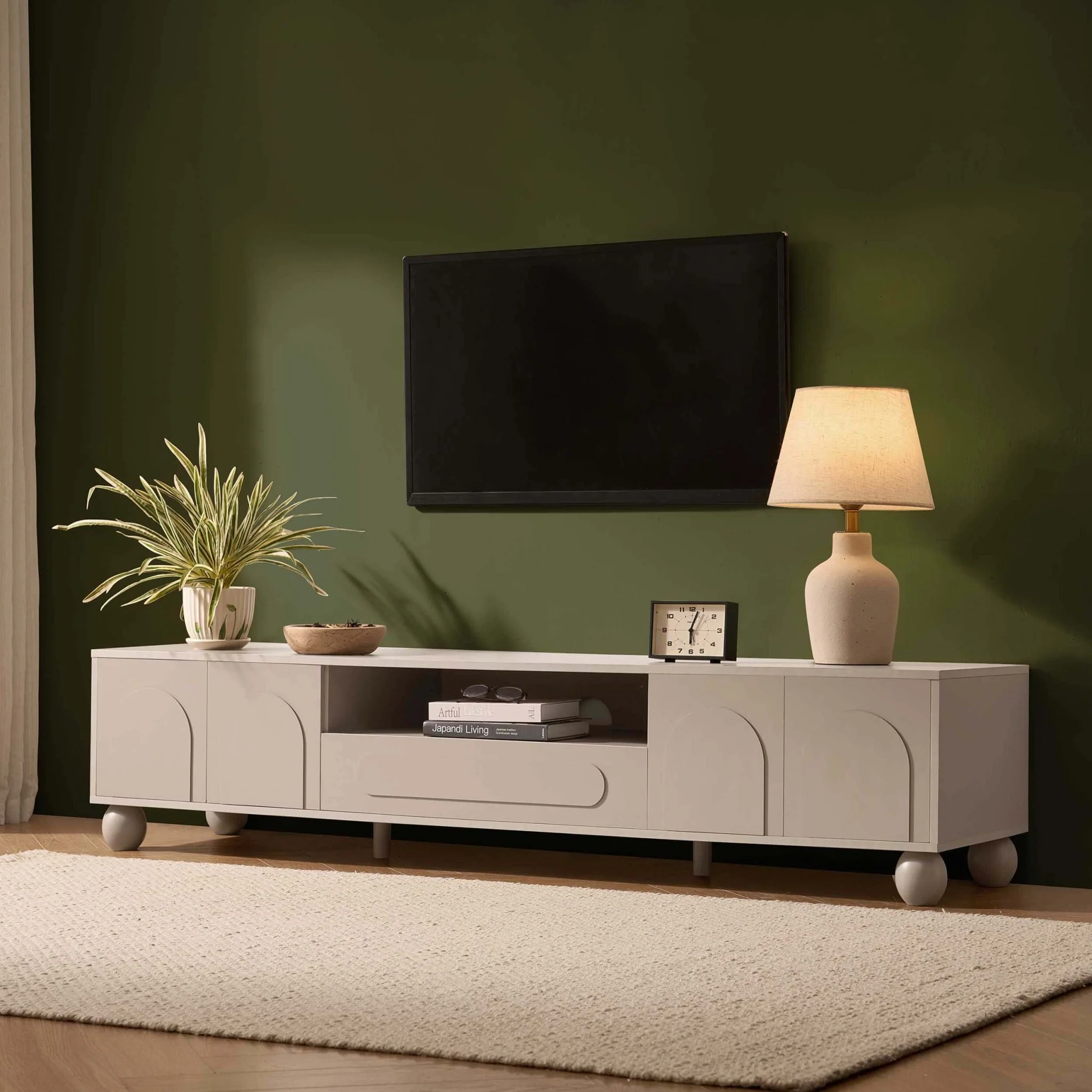 Rachel Arch Front Tv Unit for TVs up to 75" - Taupe