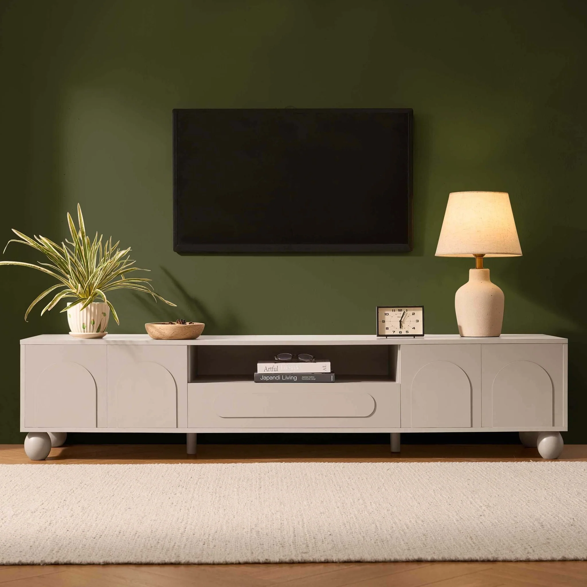 Rachel Arch Front Tv Unit for TVs up to 75" - Taupe - Image 2