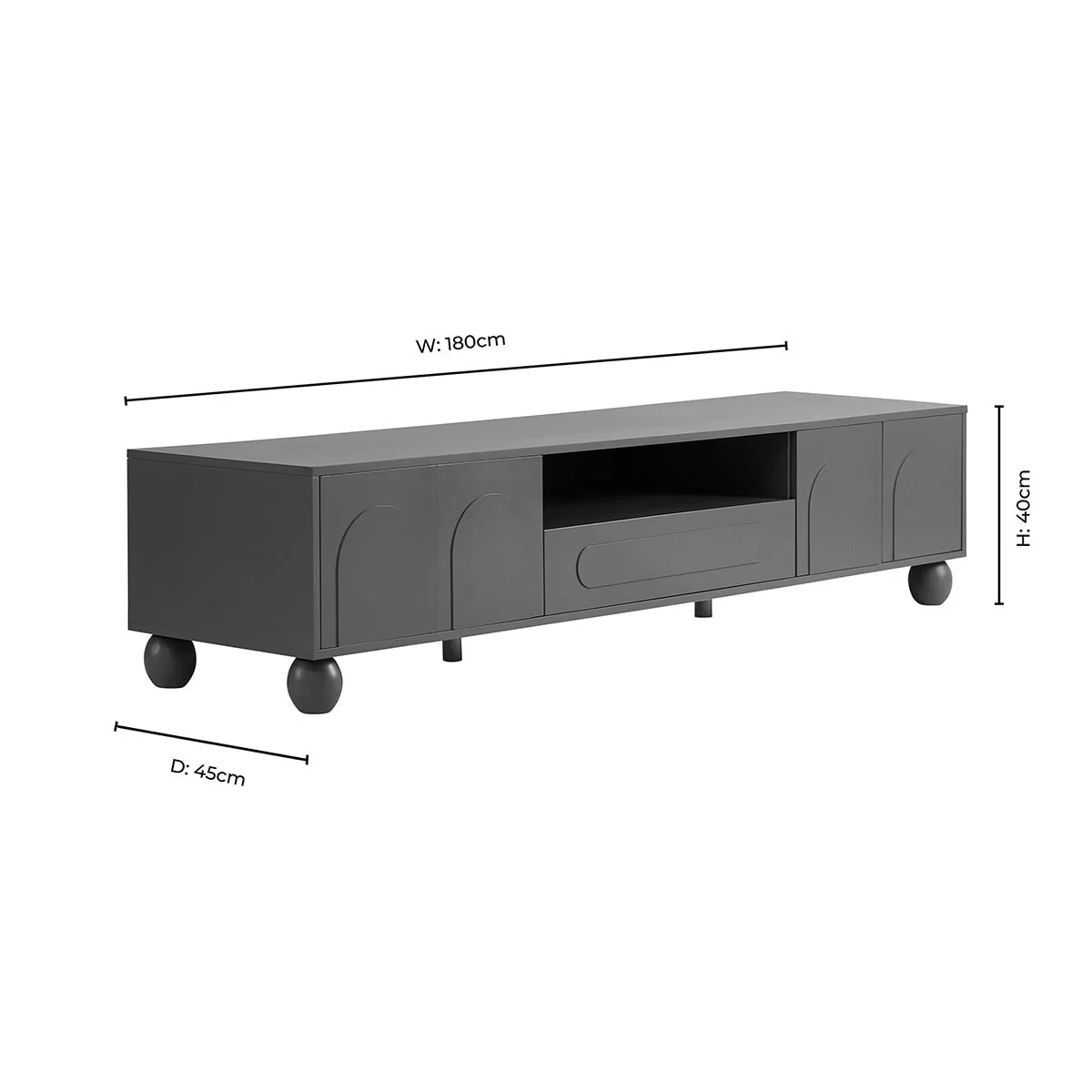 Rachel Arch Front Tv Unit for TVs up to 75"- Black - Image 9