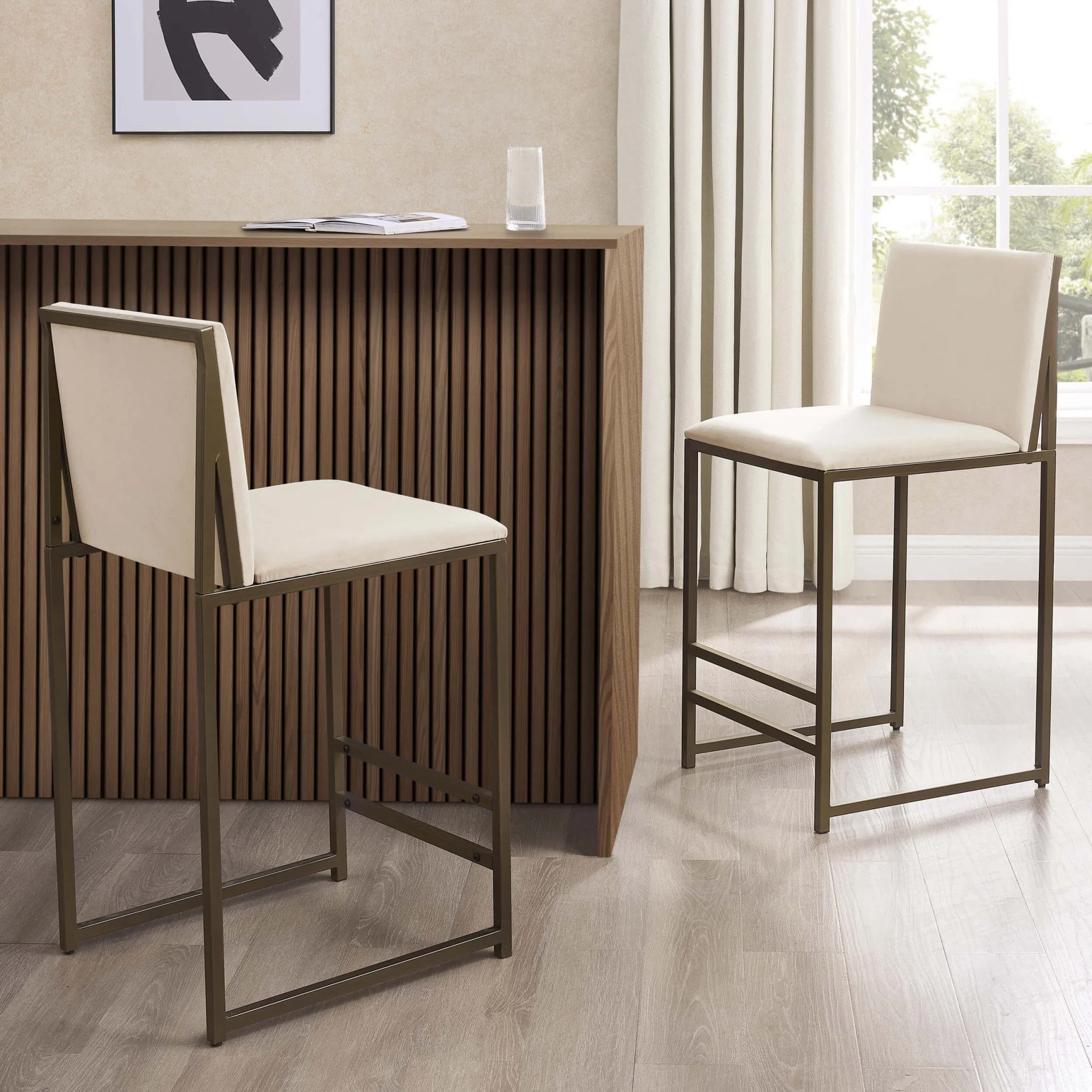 Rae Set of 2 Barstools - Ecru