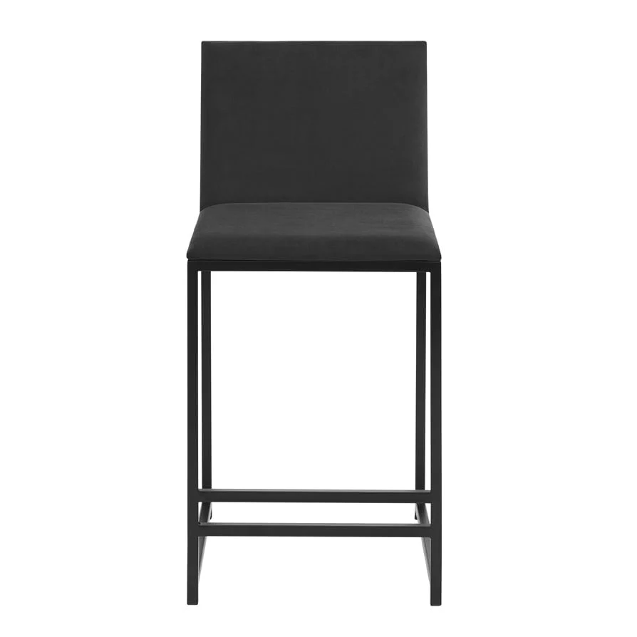 Rae Set Of 2 Barstools - Velvet - Charcoal - Image 3
