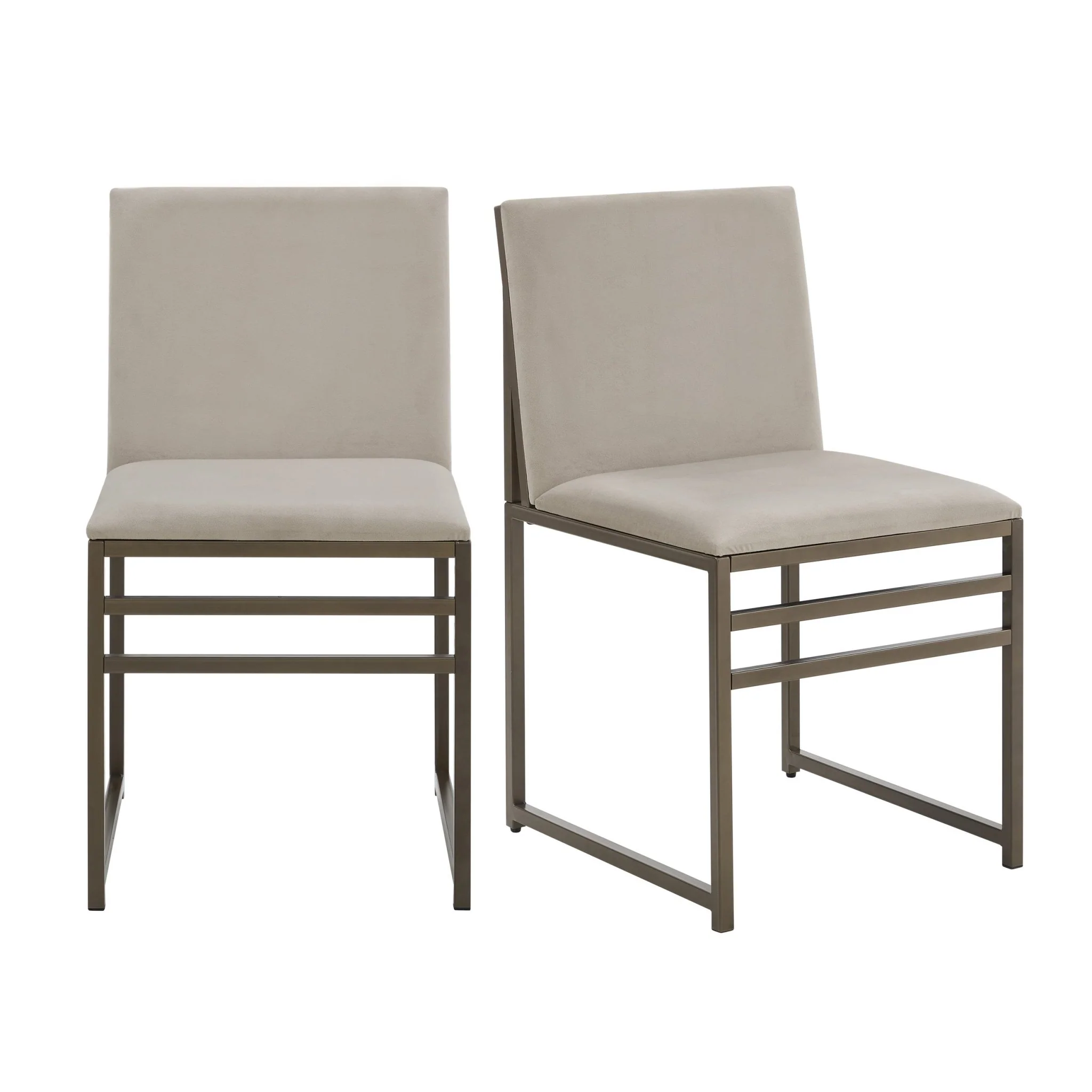Rae Set of 2 Dining Chairs - Velvet - Beige - Image 2