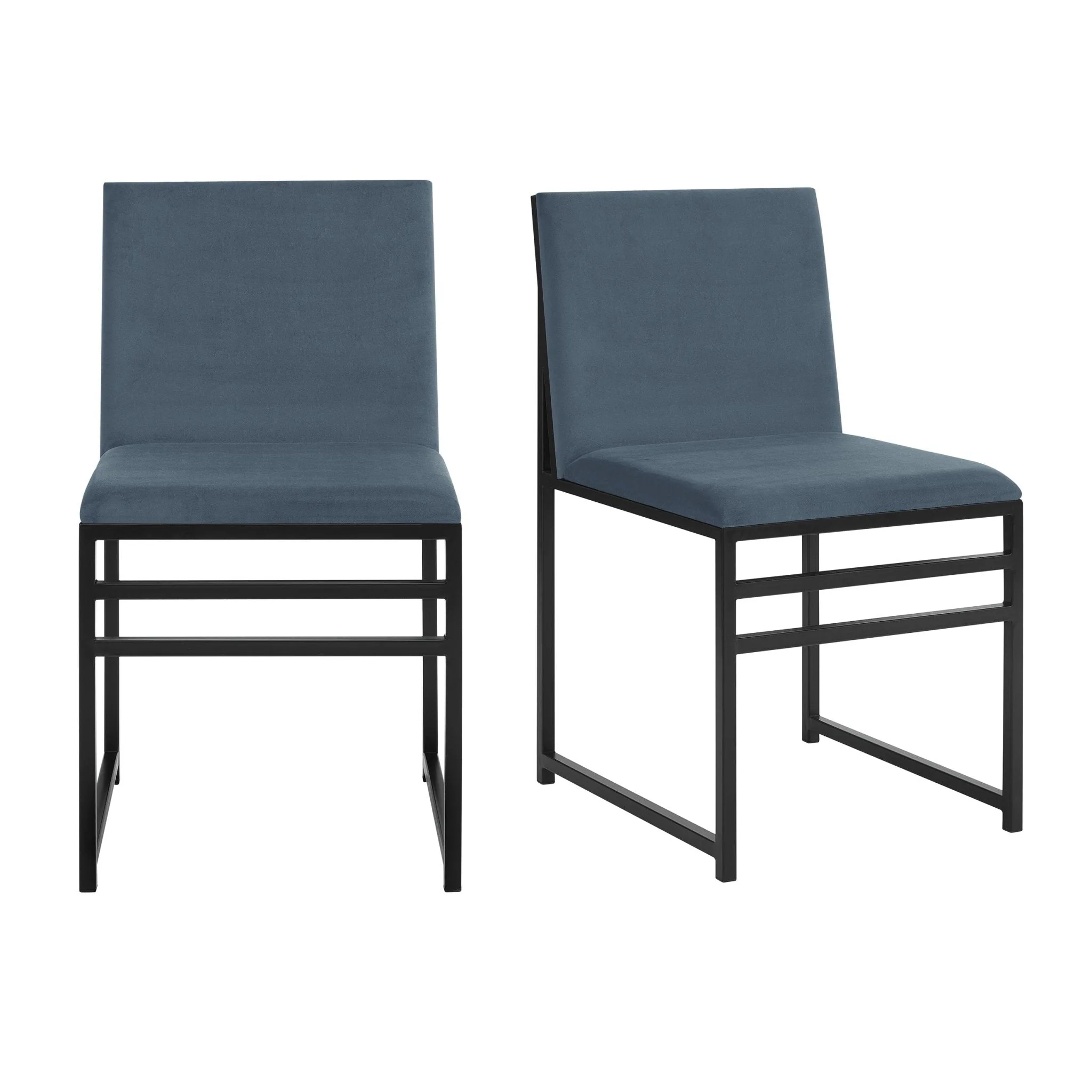 Rae Set of 2 Dining Chairs - Velvet - Blue - Image 3