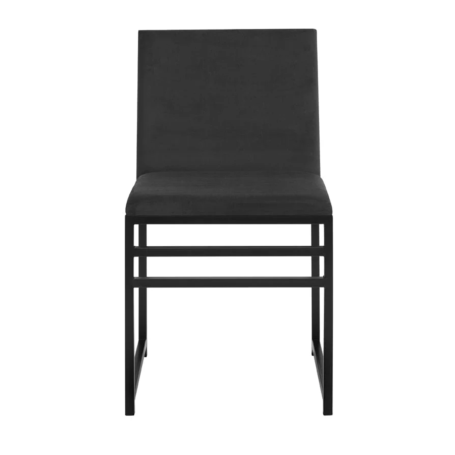Rae Set of 2 Dining Chairs - Velvet - Charcoal - Image 3