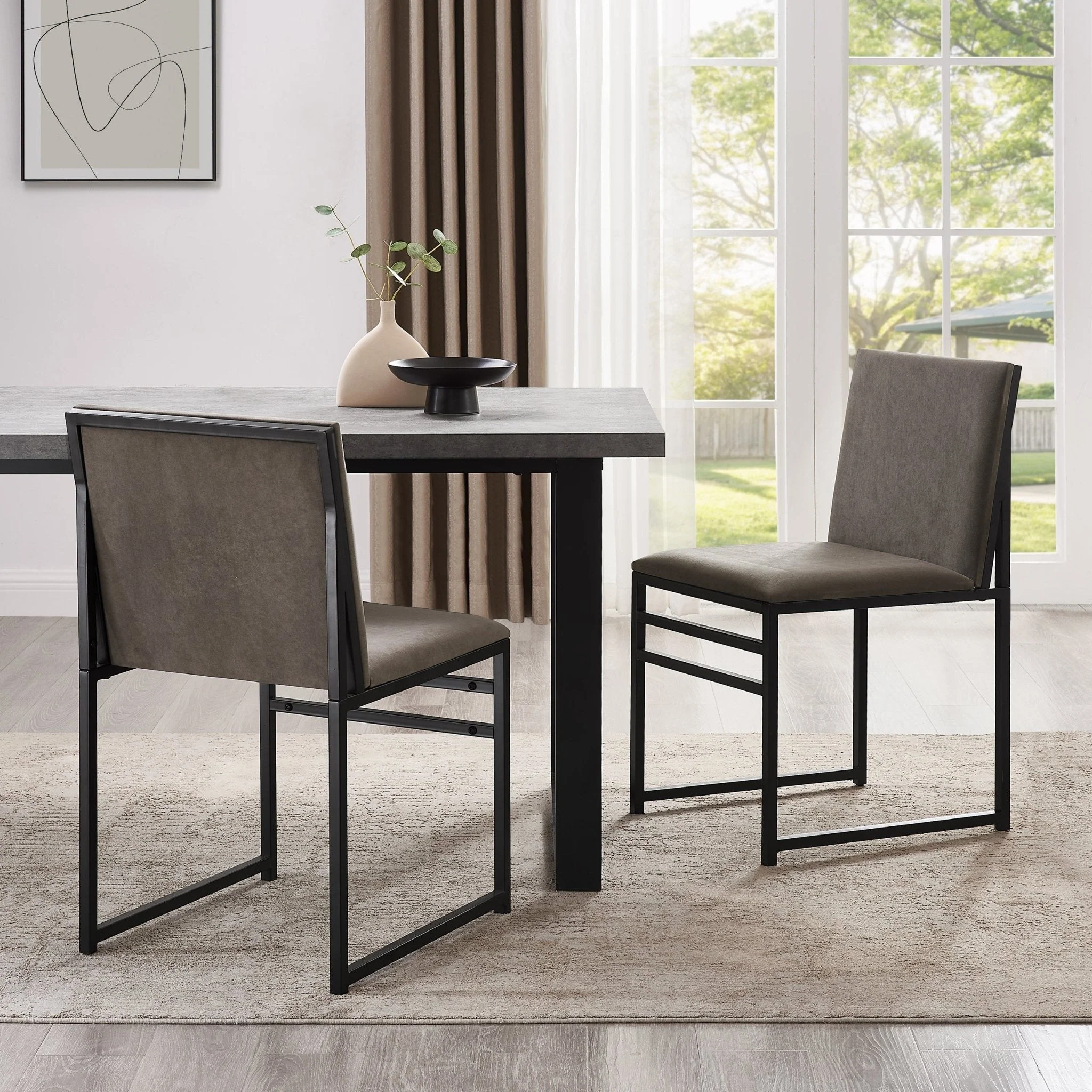 Rae Set of 2 Dining Chairs - Velvet - Dark Taupe