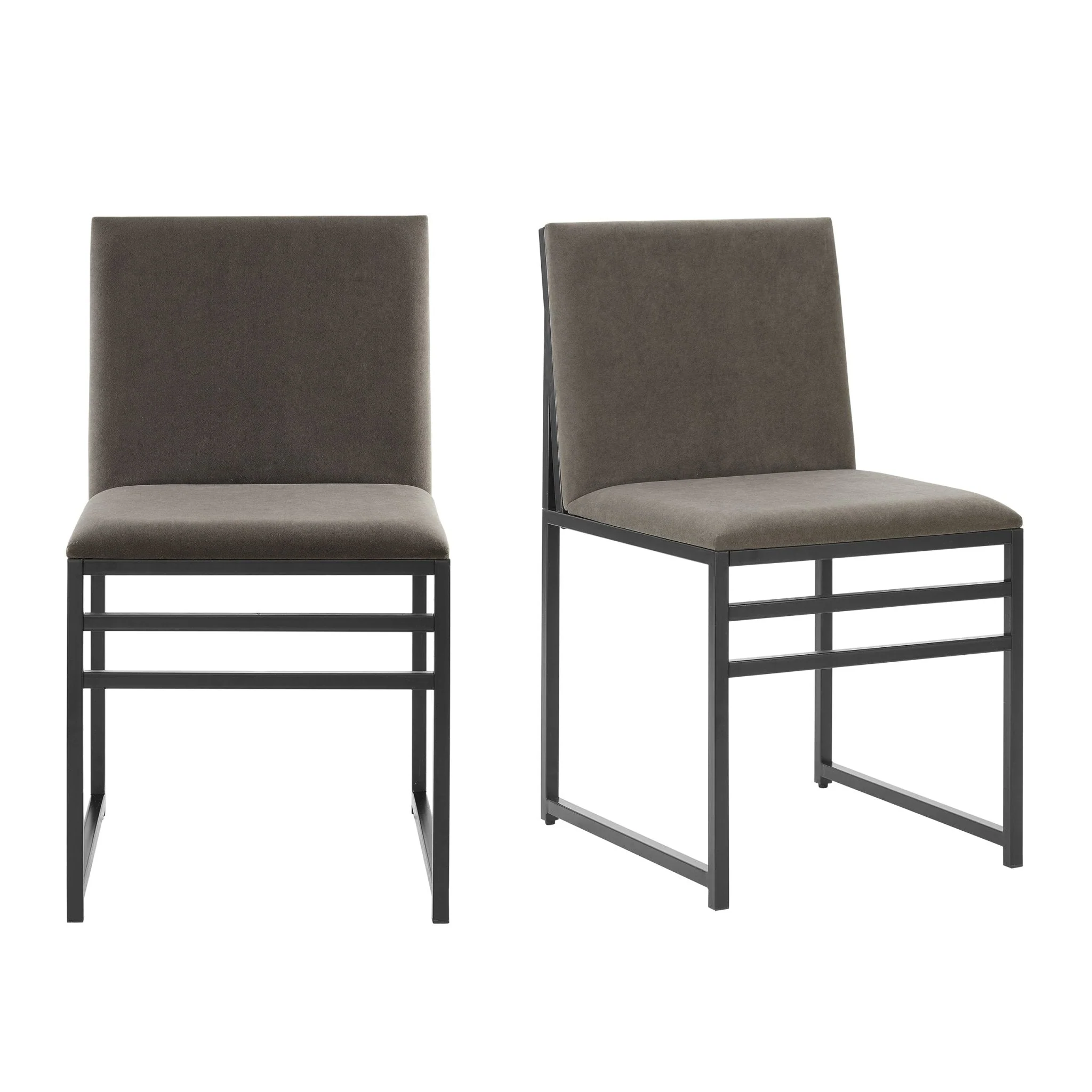 Rae Set of 2 Dining Chairs - Velvet - Dark Taupe - Image 3