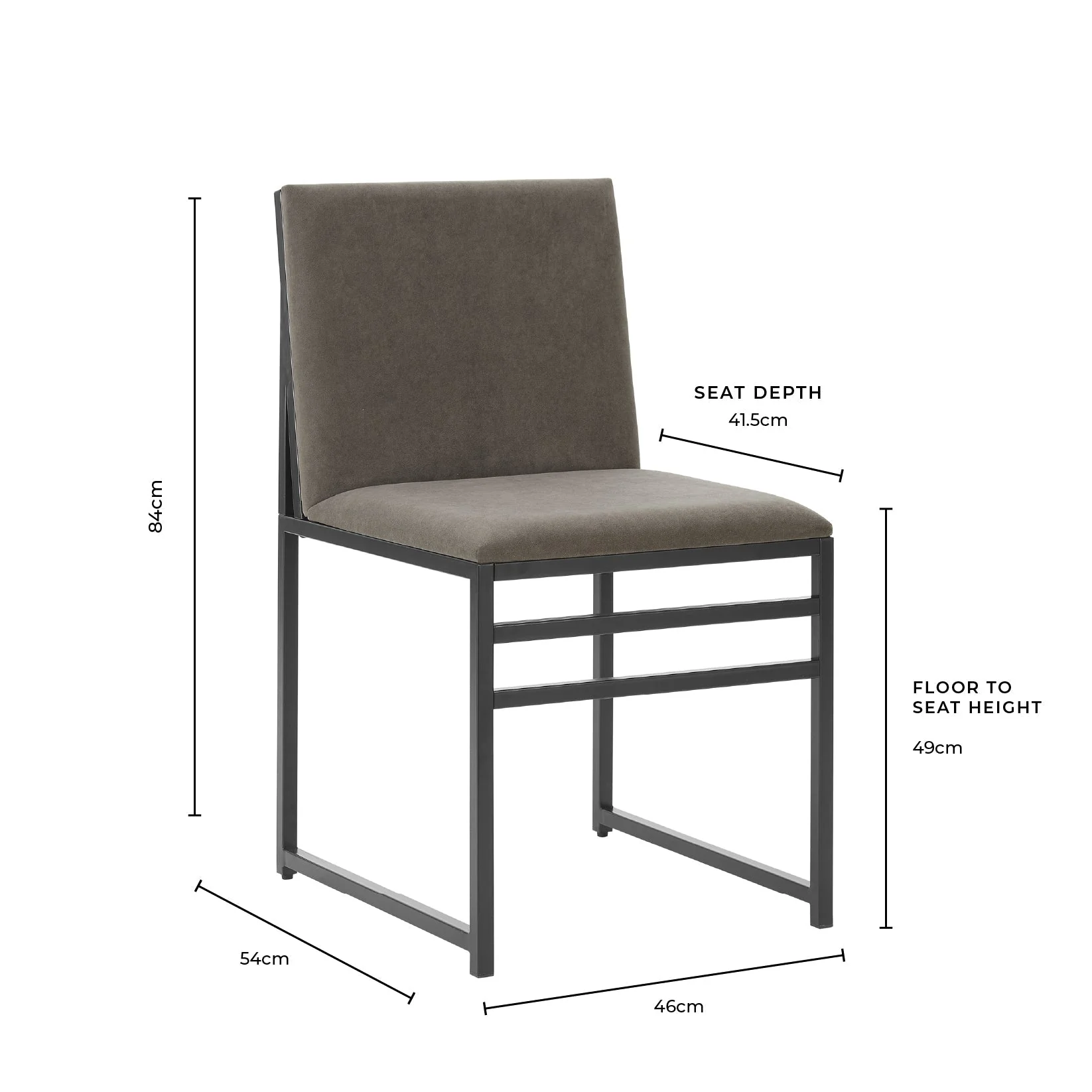 Rae Set of 2 Dining Chairs - Velvet - Dark Taupe - Image 9