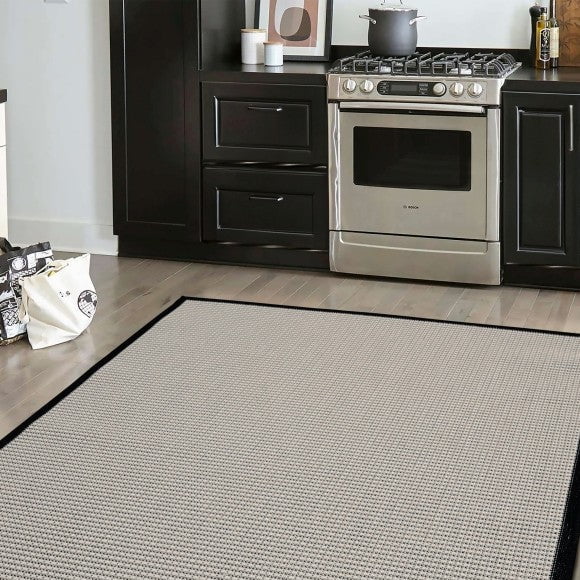 Ramona Border Flatweave Indoor/Outdoor Rug - White/Black - Image 2