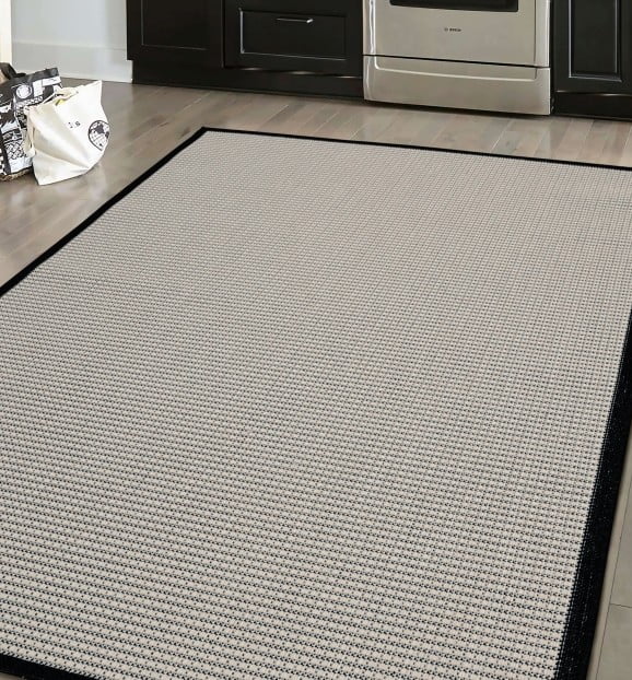 Ramona Border Flatweave Indoor/Outdoor Rug - White/Black - Image 3