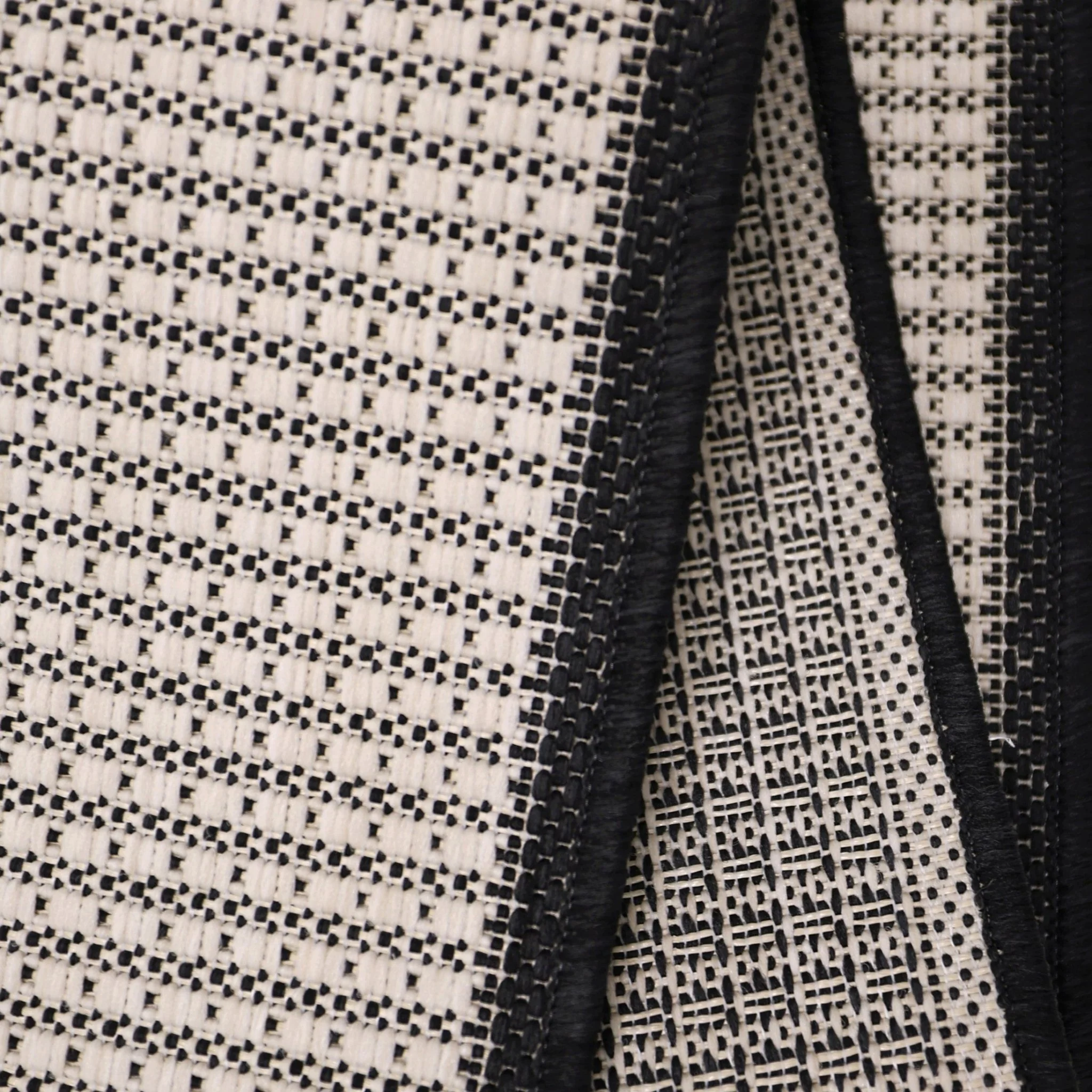 Ramona Border Flatweave Indoor/Outdoor Rug - White/Black - Image 7
