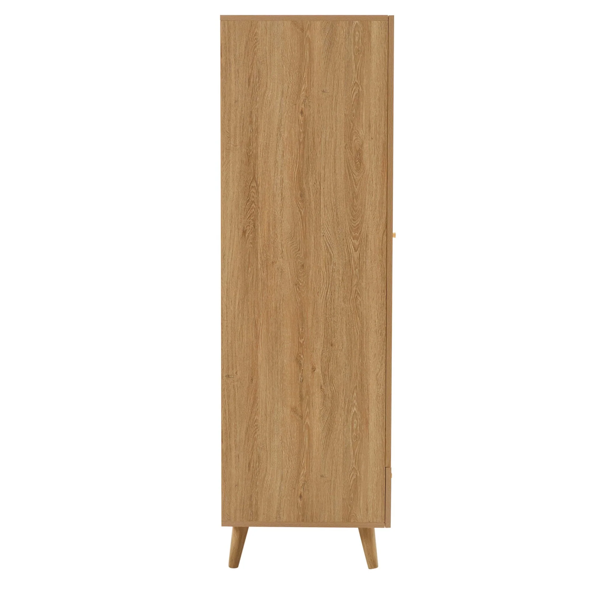Raven Rattan 2 Door Wardrobe with Drawers - Light Wood - Image 6