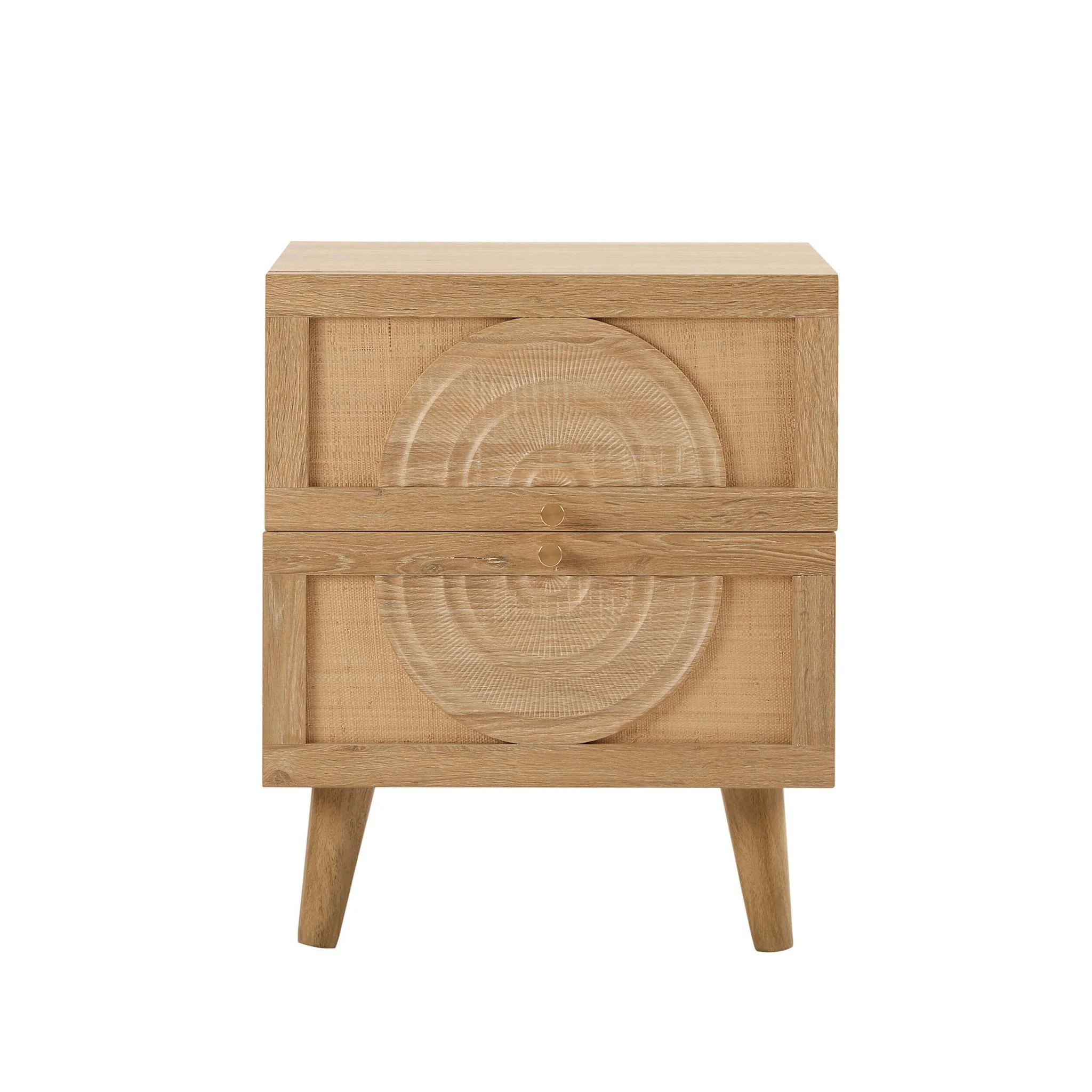 Raven Rattan 2 Drawer Bedside Table - Light Wood - Image 3