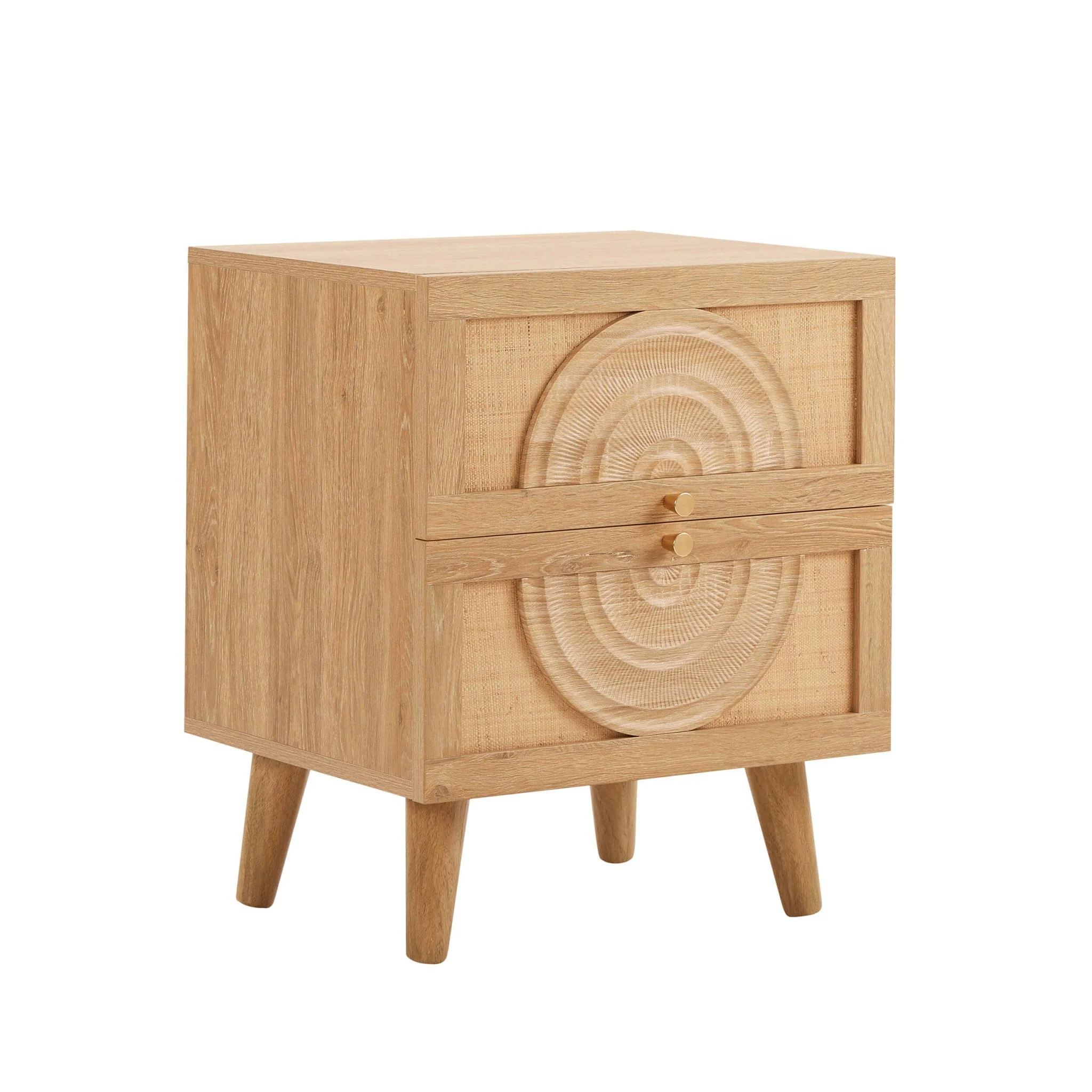 Raven Rattan 2 Drawer Bedside Table - Light Wood - Image 4