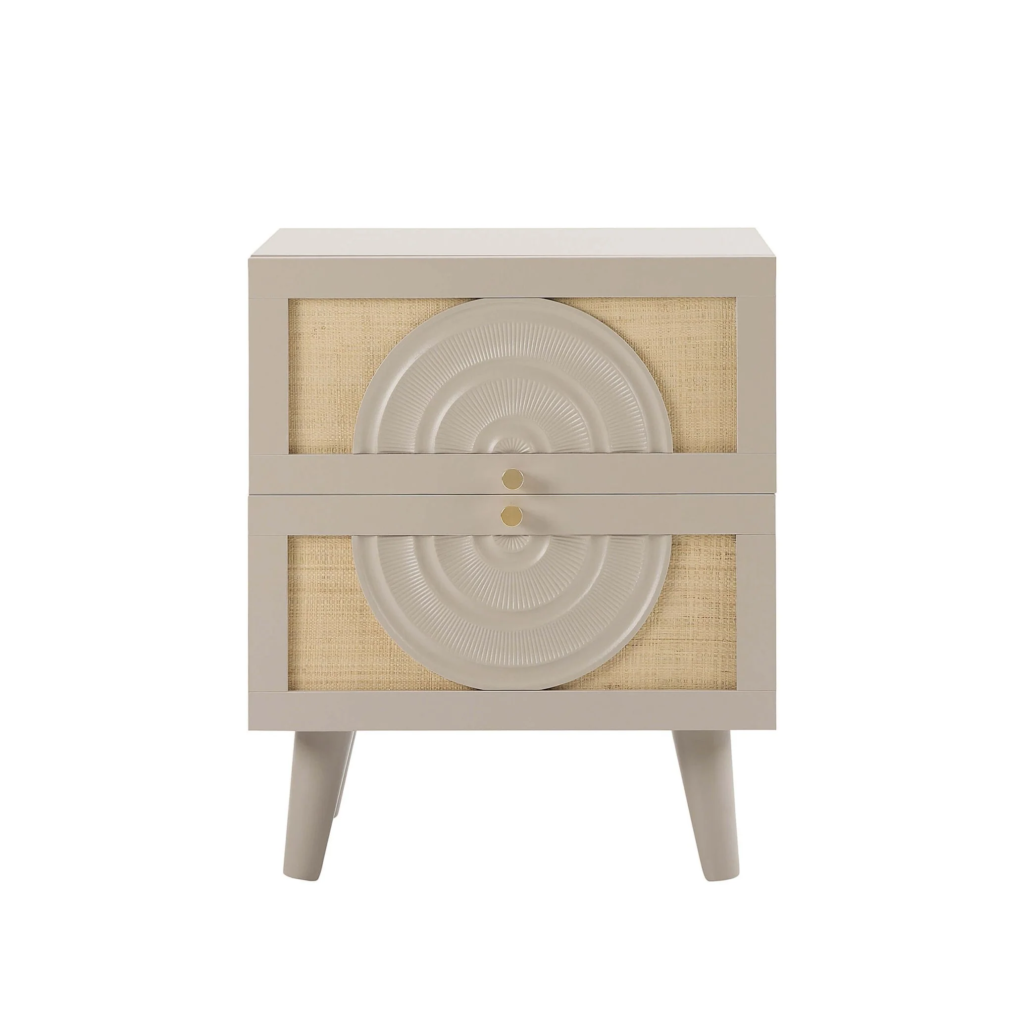 Raven Rattan 2 Drawer Bedside Table - Taupe - Image 5