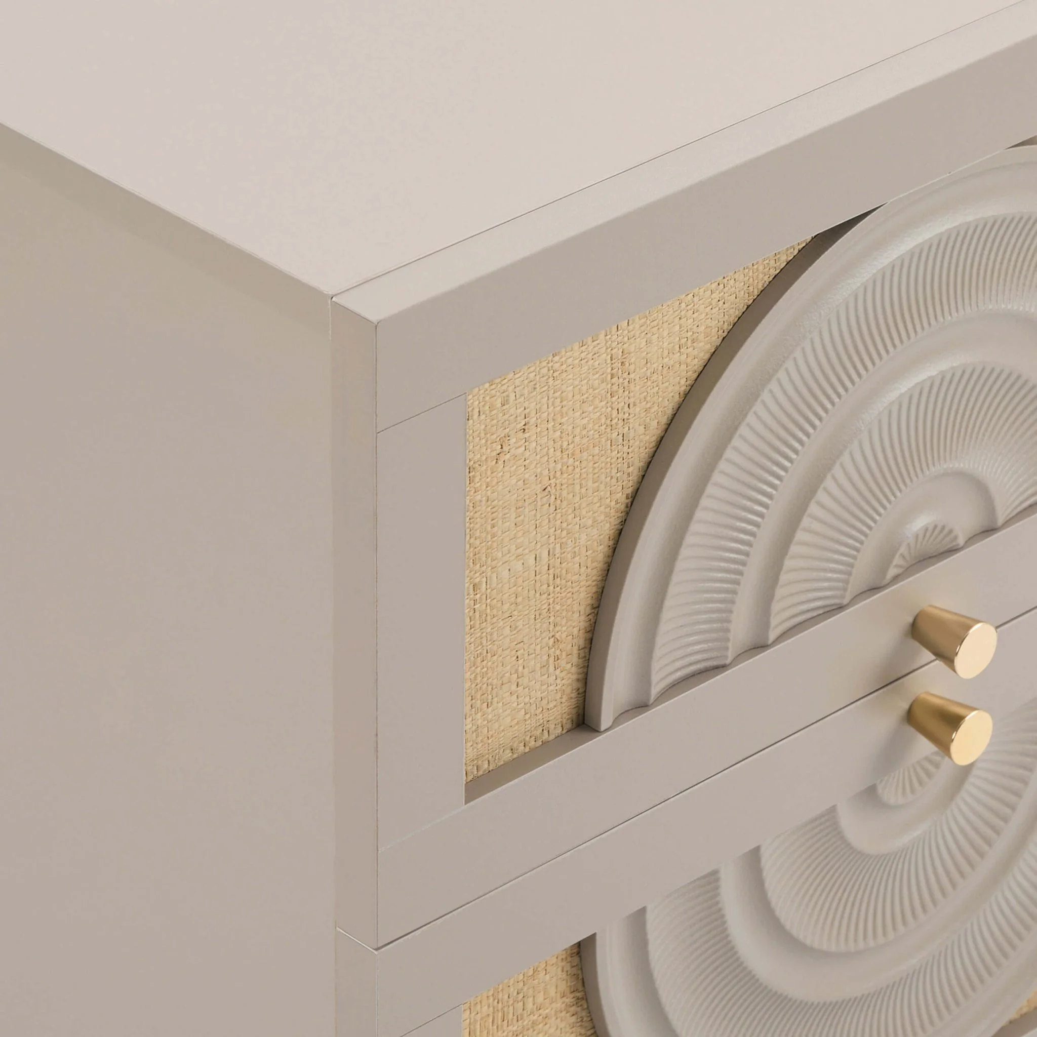 Raven Rattan 2 Drawer Bedside Table - Taupe - Image 7