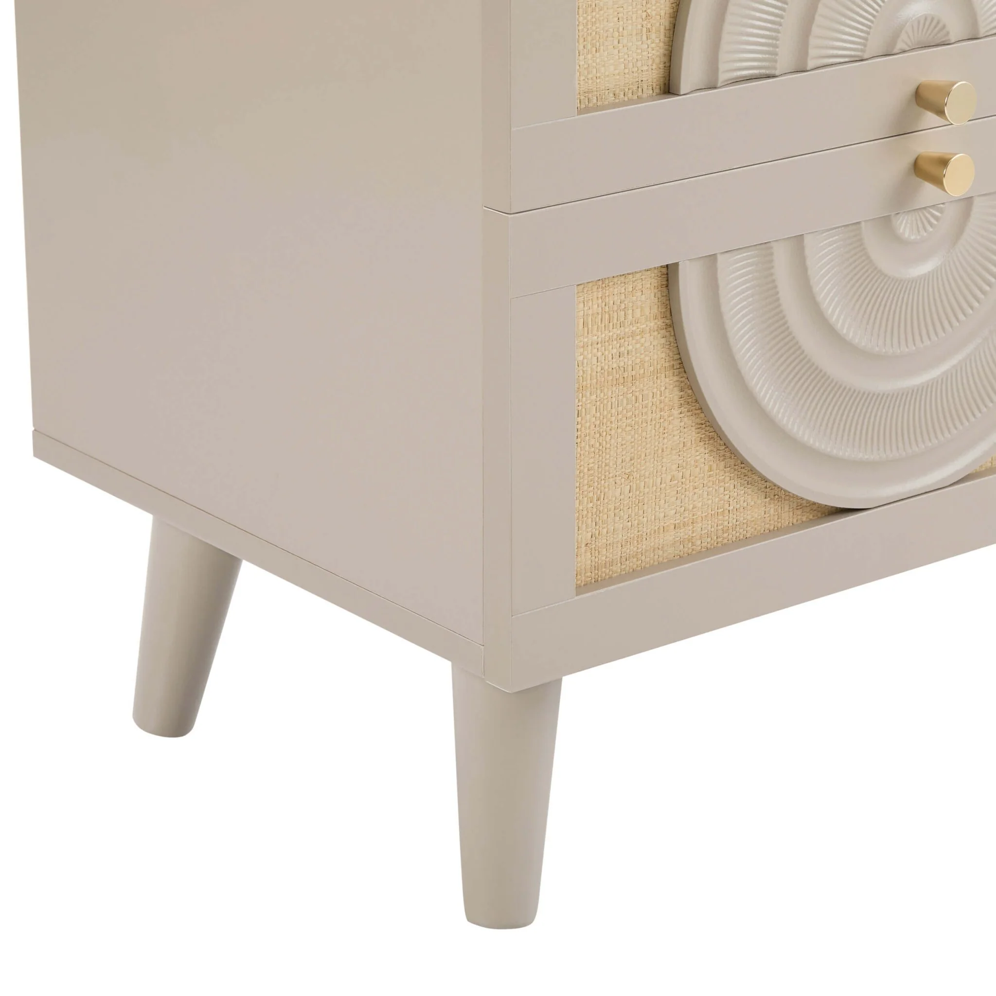 Raven Rattan 2 Drawer Bedside Table - Taupe - Image 8