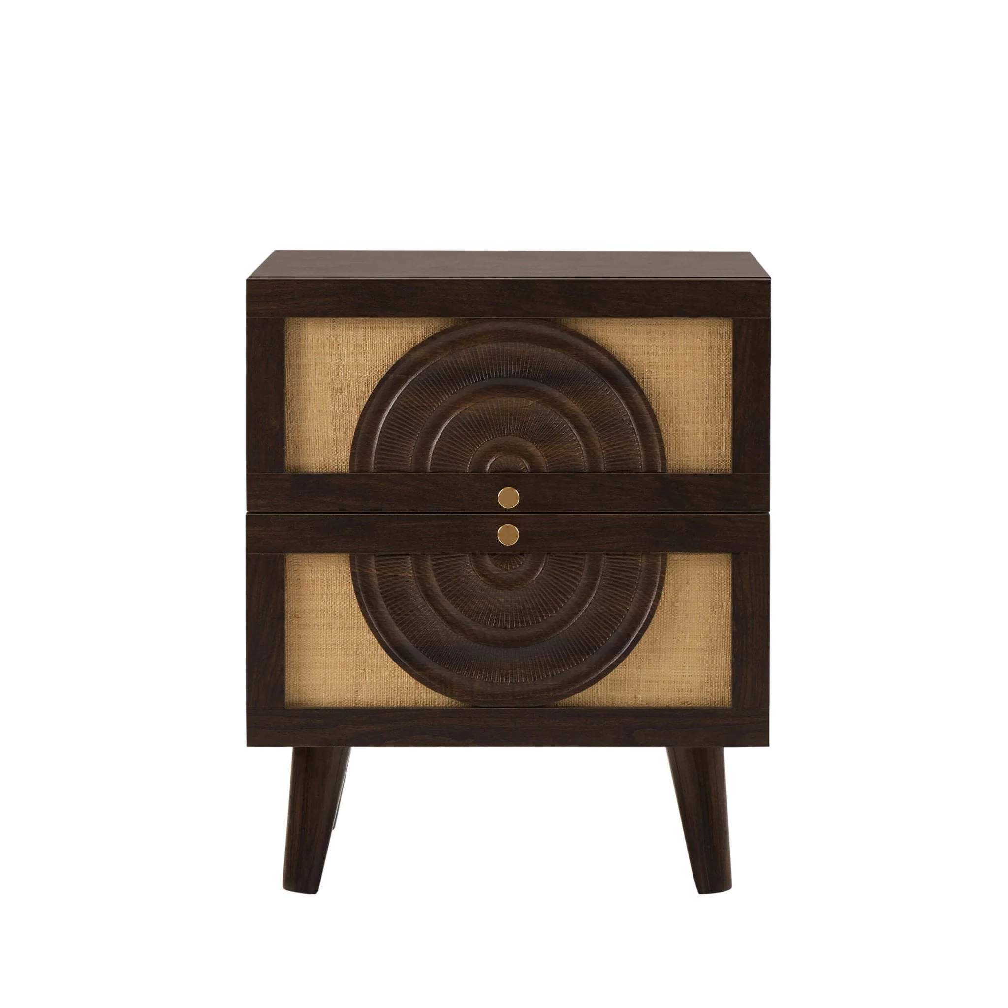 Raven Rattan 2 Drawer Bedside Table - Walnut - Image 3