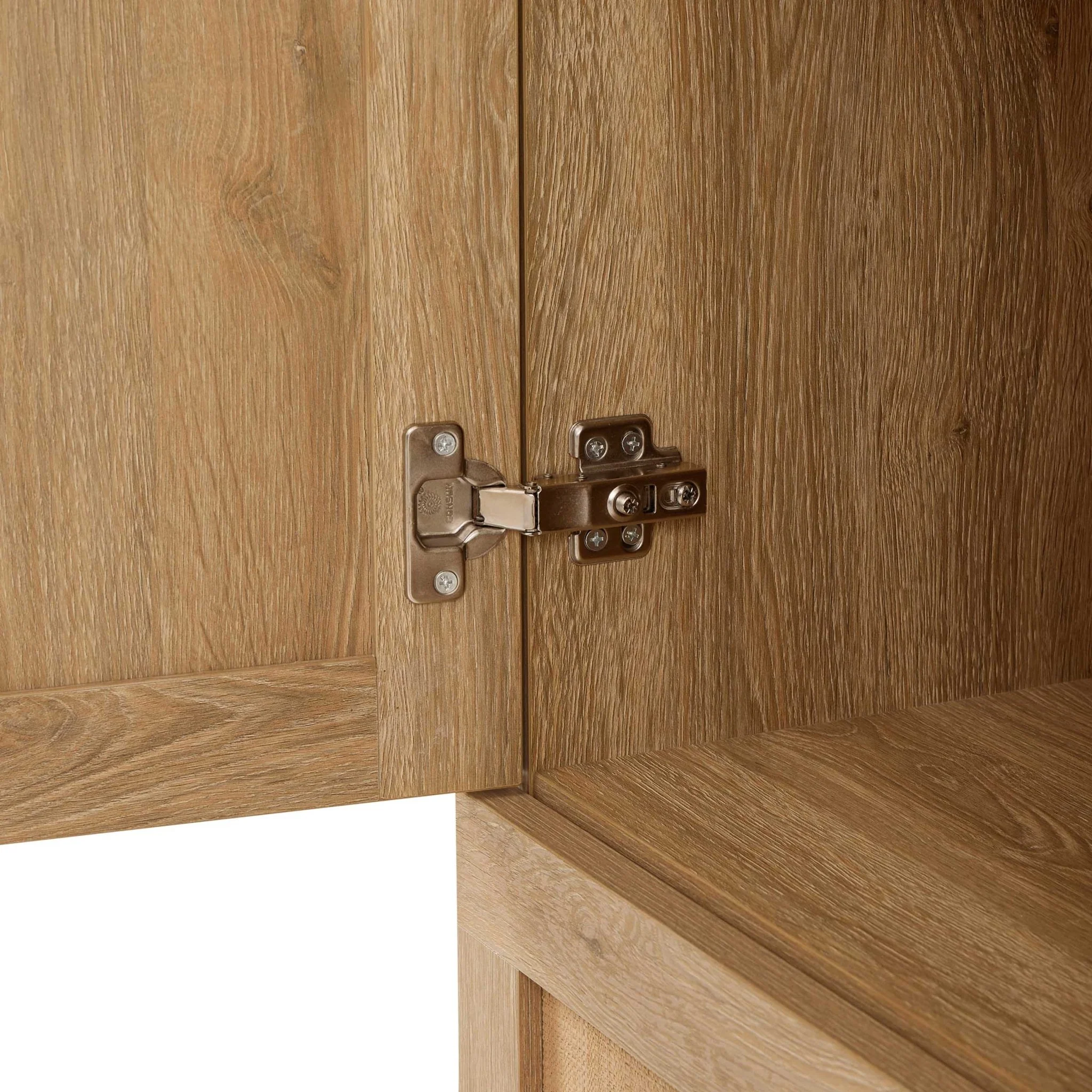 Raven Rattan 3 Door Wardrobe with Drawers - Light Wood - Image 6