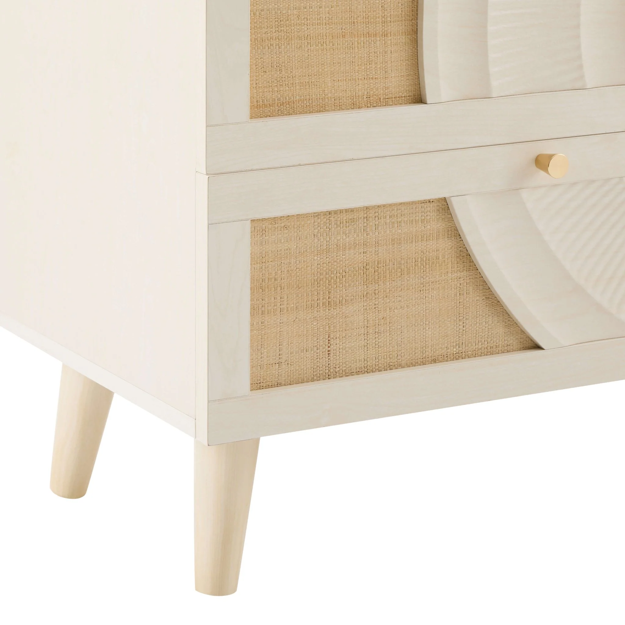 Raven Rattan 6 Drawer Chest - Cream Oak Effect - Image 8