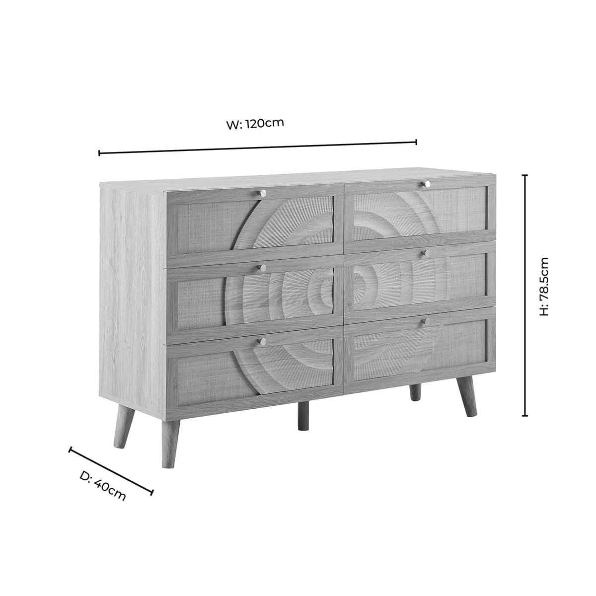 Raven Rattan 6 Drawer Chest - Light Wood - Image 9