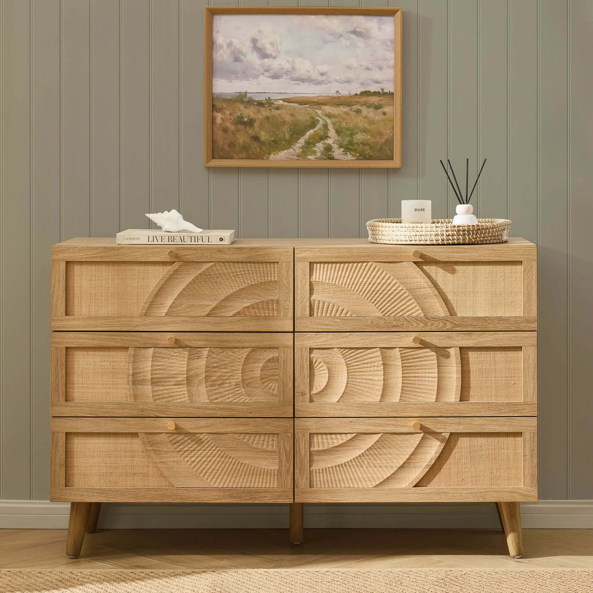Raven Rattan 6 Drawer Chest - Light Wood - Image 2