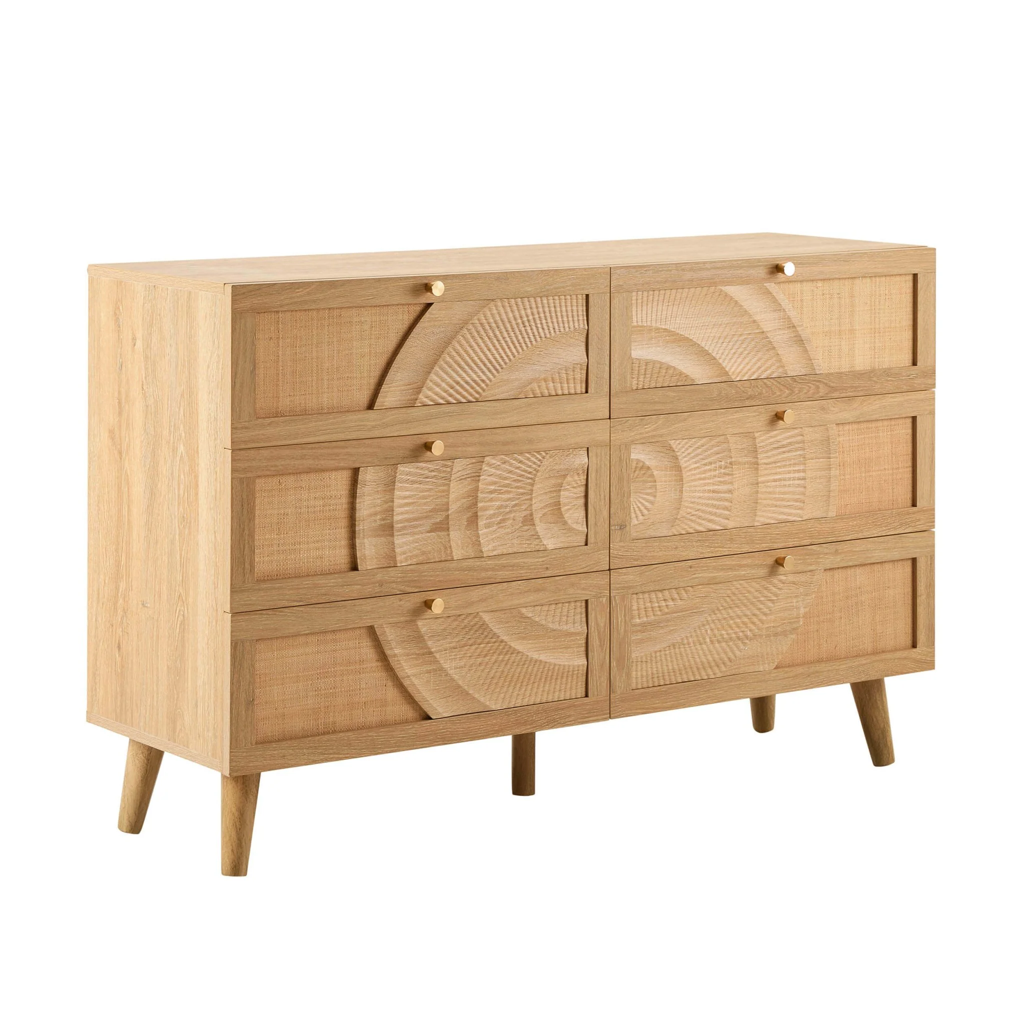 Raven Rattan 6 Drawer Chest - Light Wood - Image 4