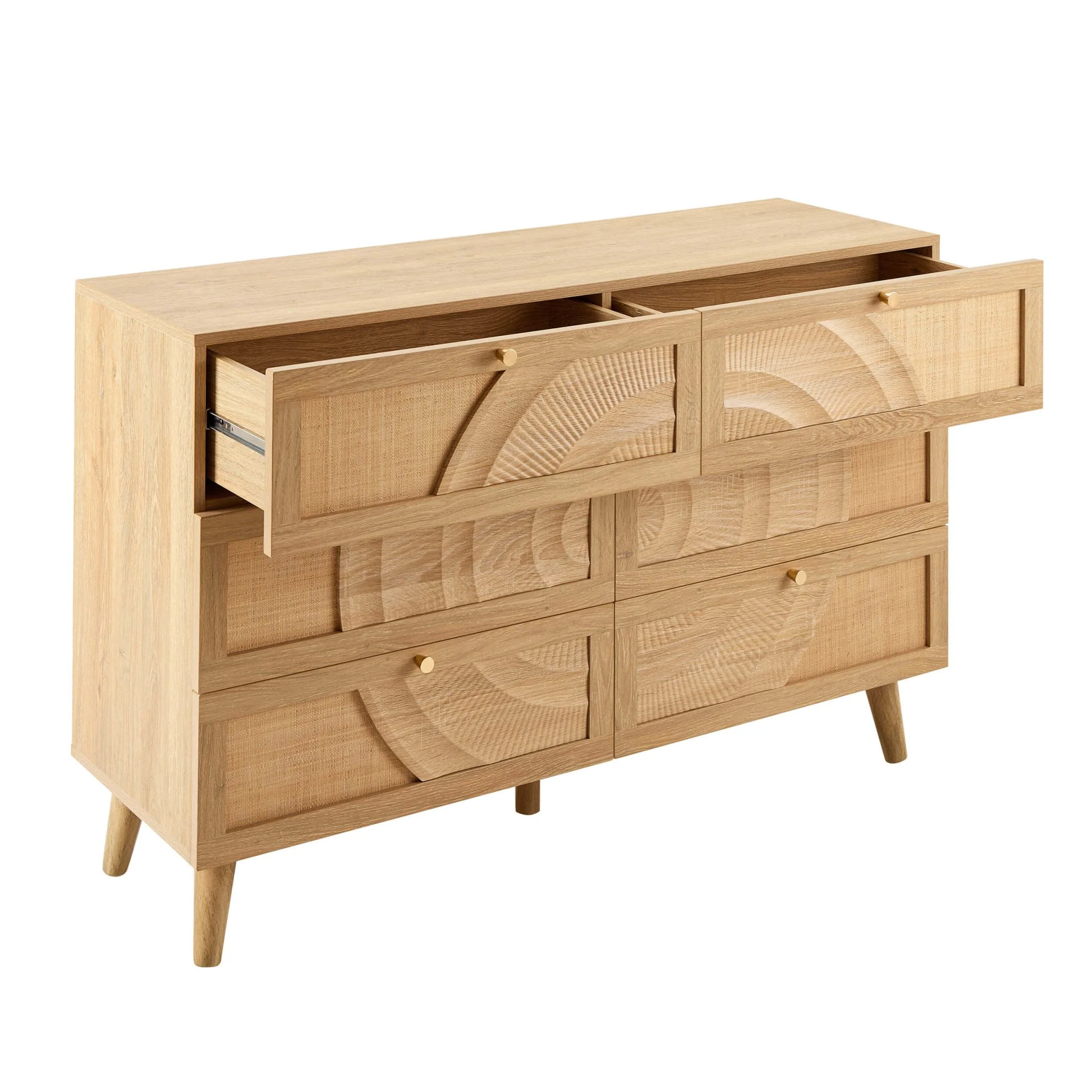 Raven Rattan 6 Drawer Chest - Light Wood - Image 5