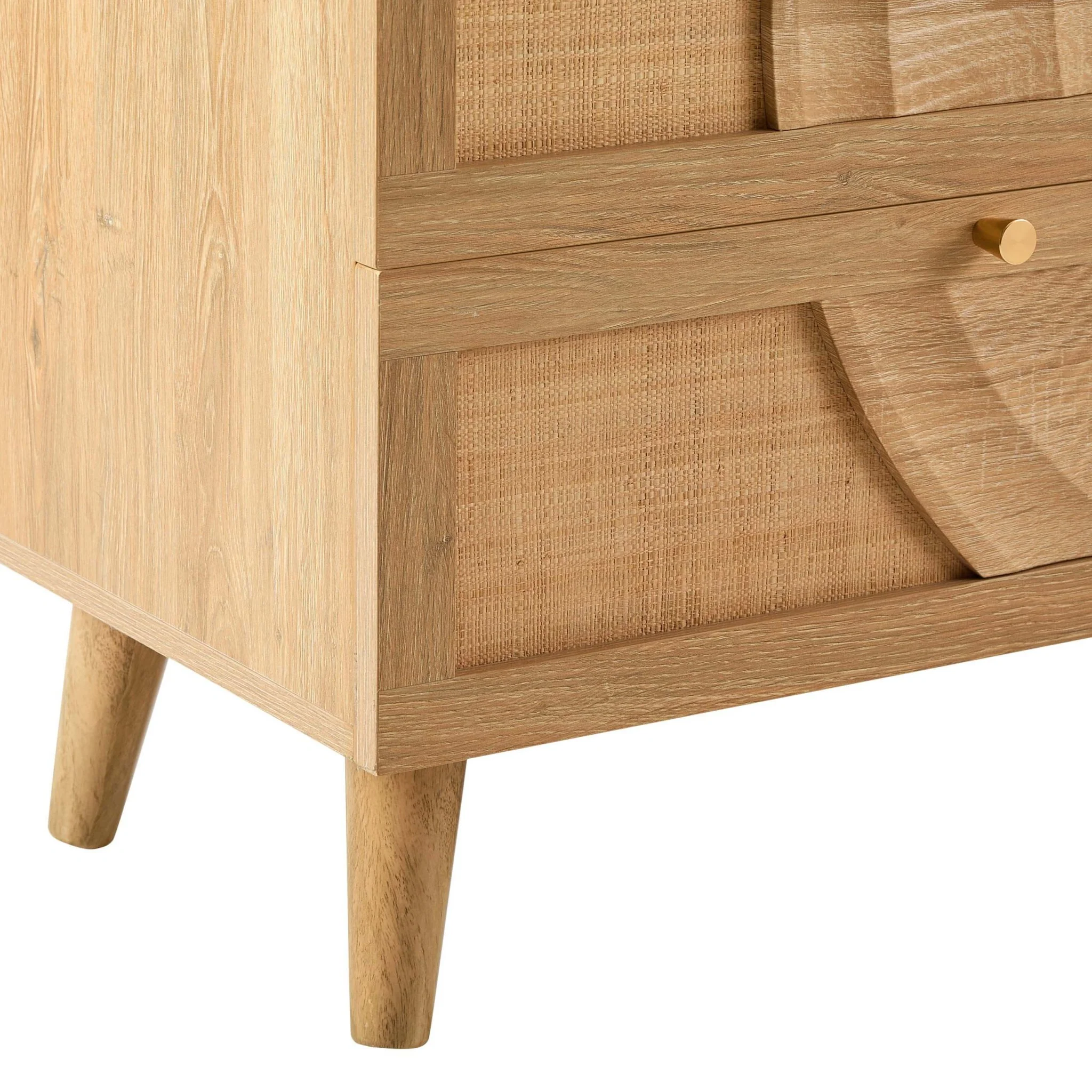 Raven Rattan 6 Drawer Chest - Light Wood - Image 7