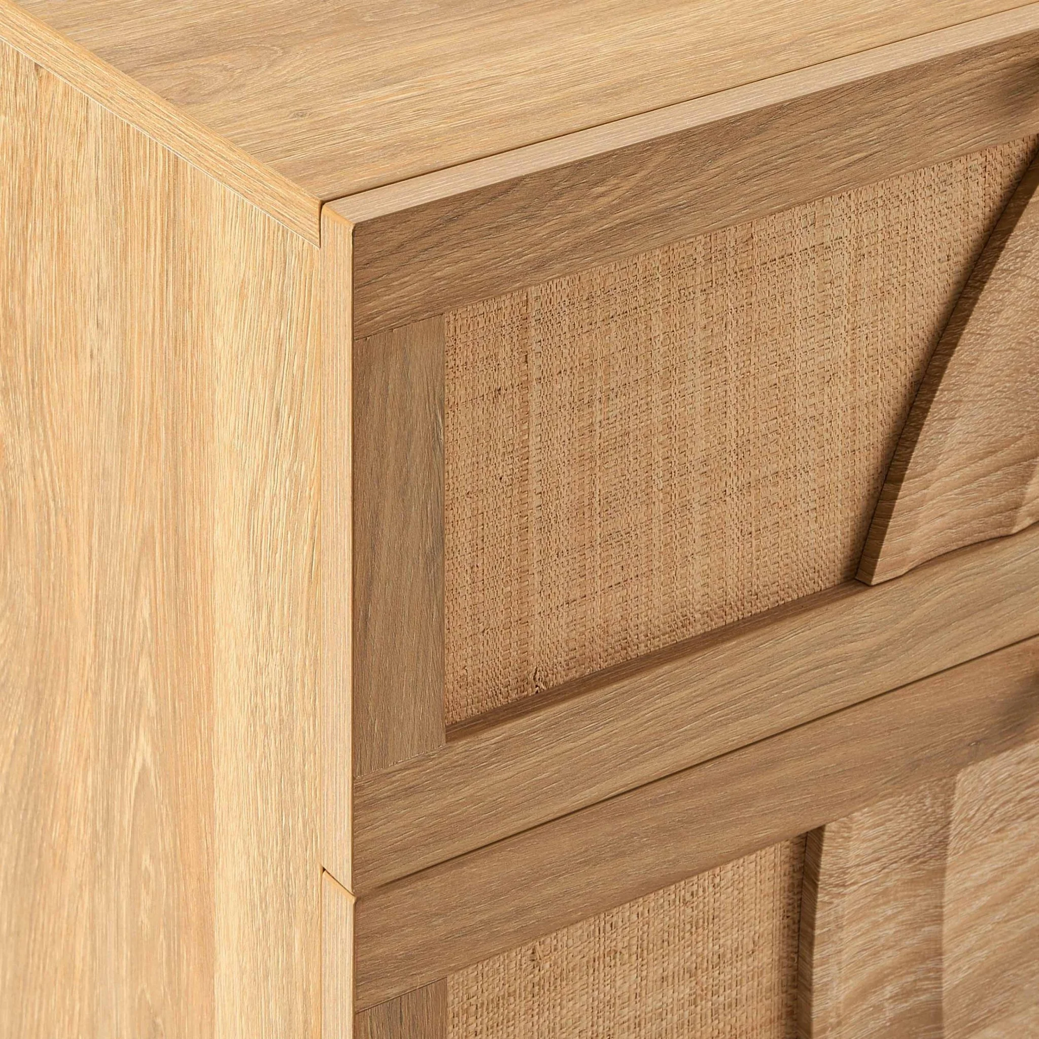Raven Rattan 6 Drawer Chest - Light Wood - Image 8