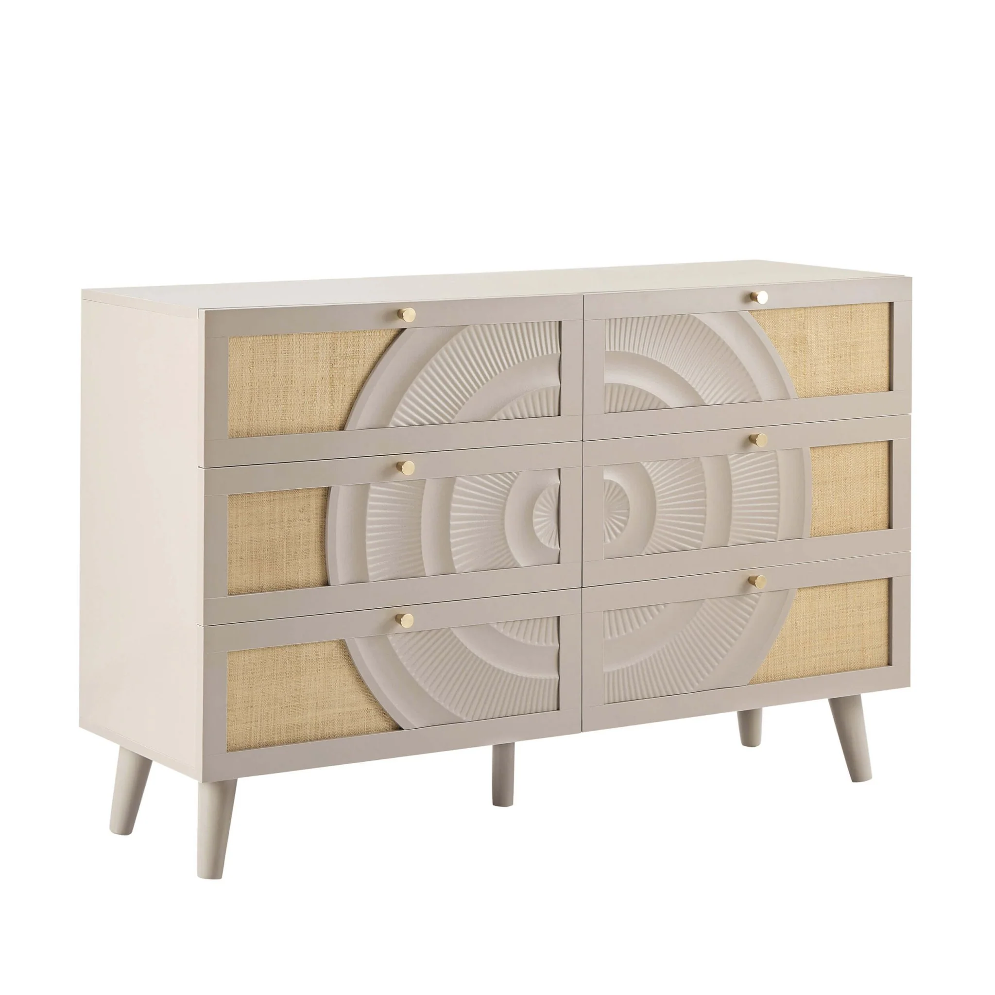 Raven Rattan 6 Drawer Chest - Taupe - Image 3