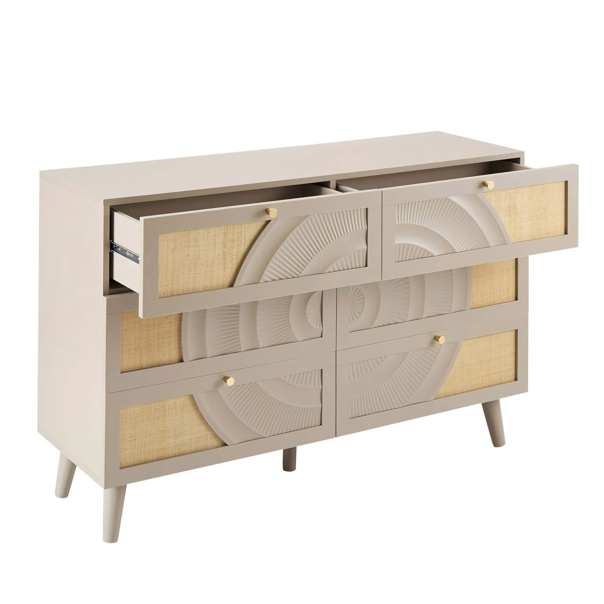 Raven Rattan 6 Drawer Chest - Taupe - Image 4