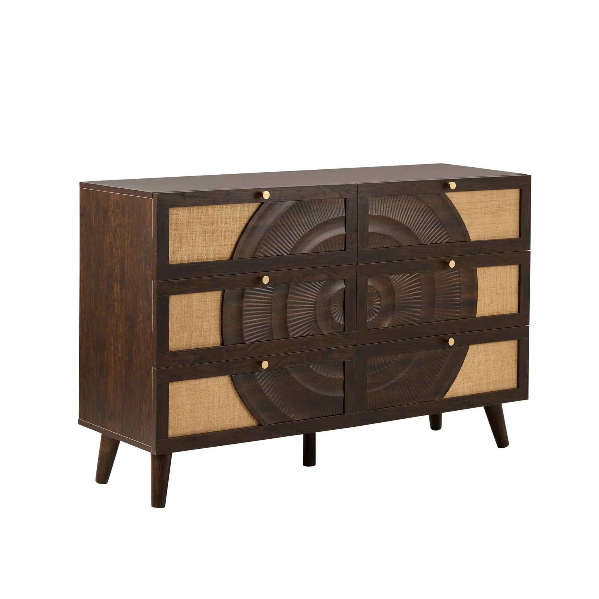 Raven Rattan 6 Drawer Chest - Walnut - Image 4