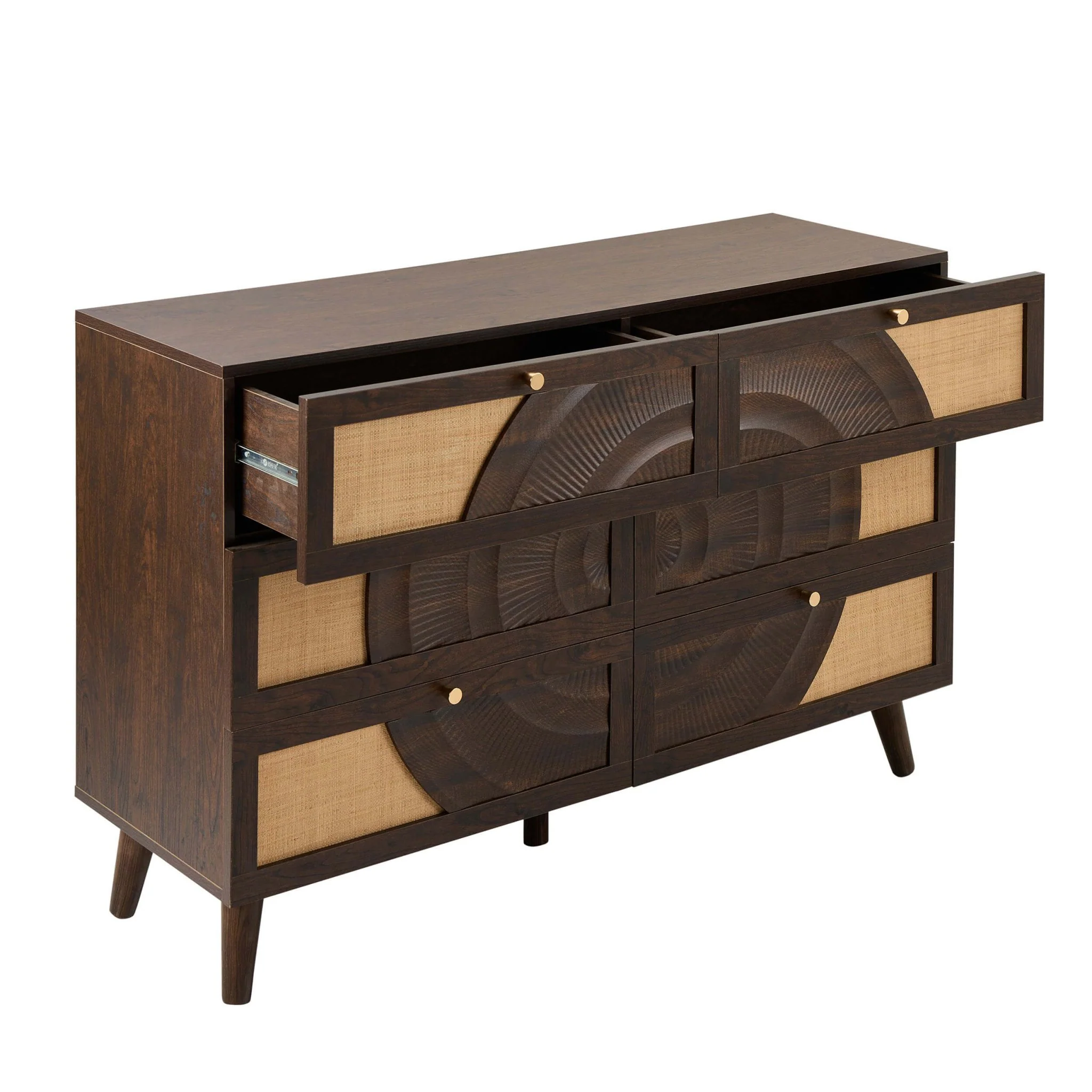 Raven Rattan 6 Drawer Chest - Walnut - Image 5