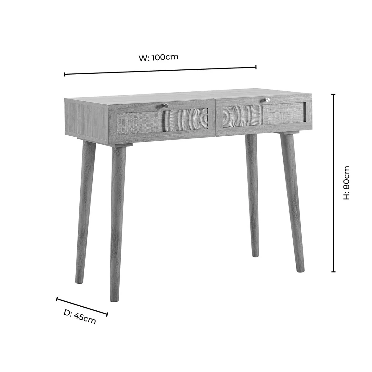 Raven Rattan Dressing Table with Drawers - Light Wood - Image 10