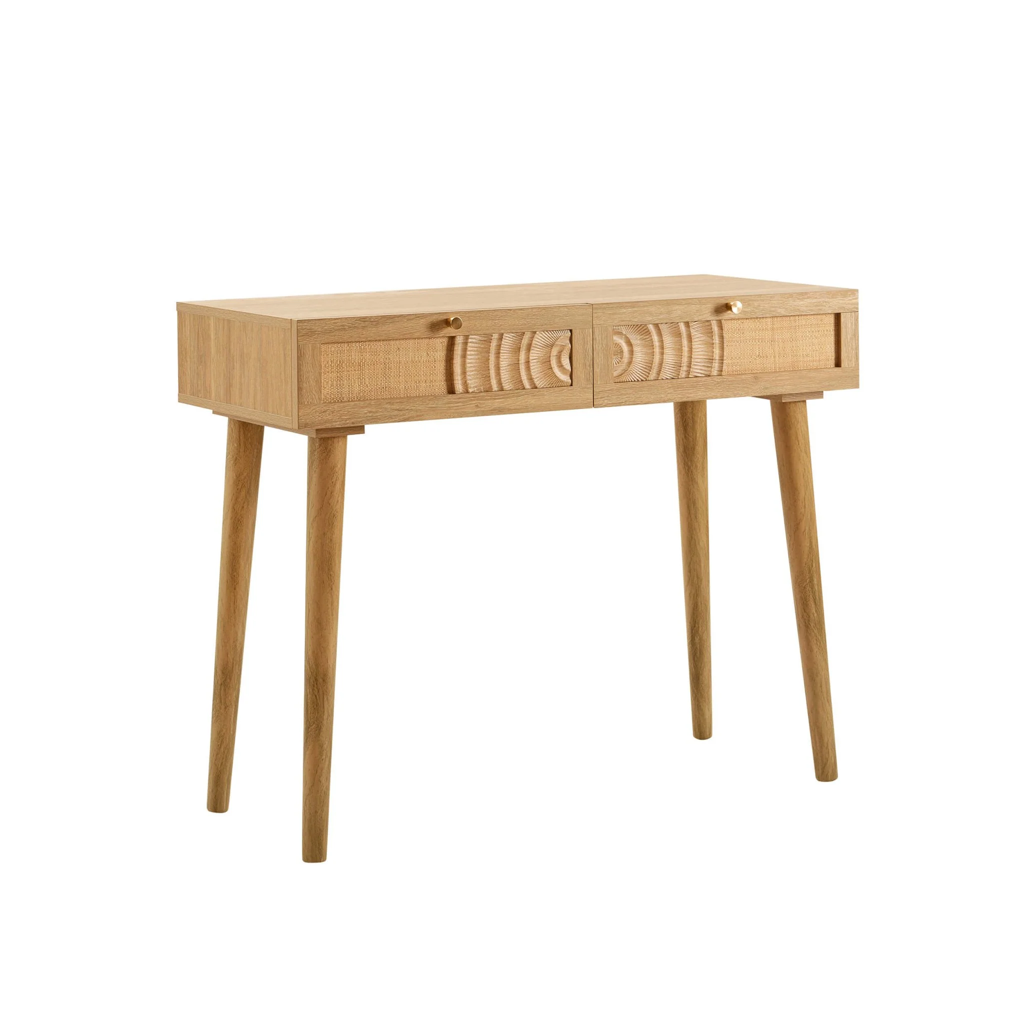 Raven Rattan Dressing Table with Drawers - Light Wood - Image 3