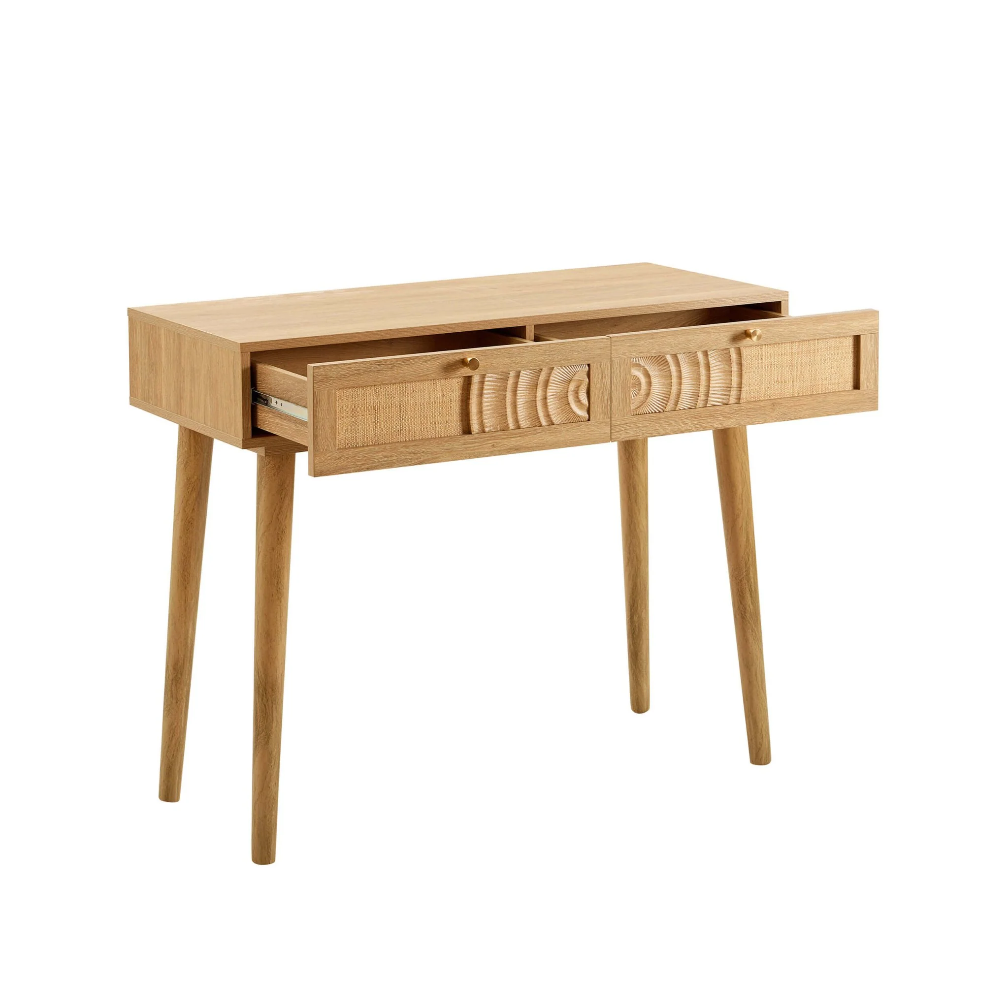 Raven Rattan Dressing Table with Drawers - Light Wood - Image 4