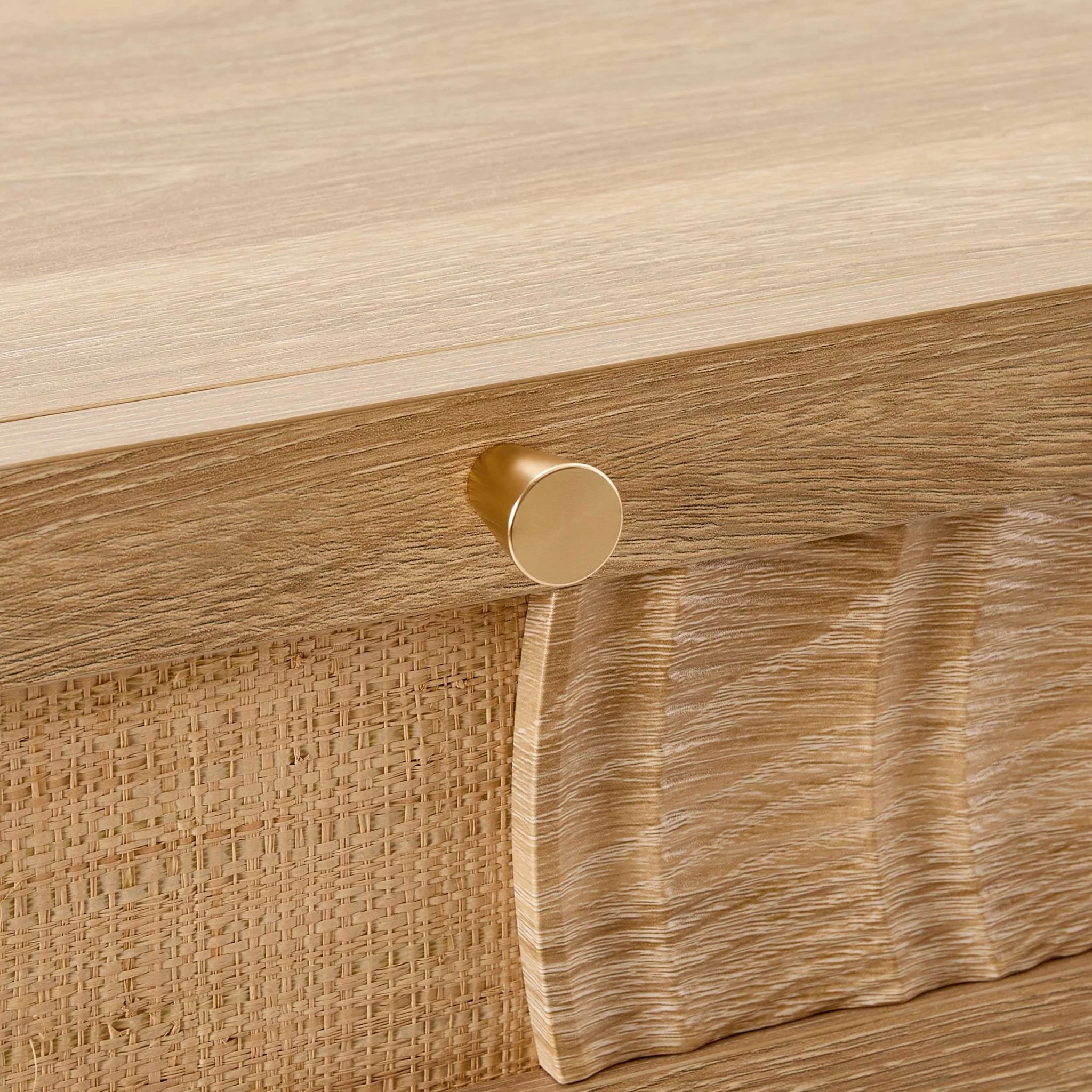 Raven Rattan Dressing Table with Drawers - Light Wood - Image 9