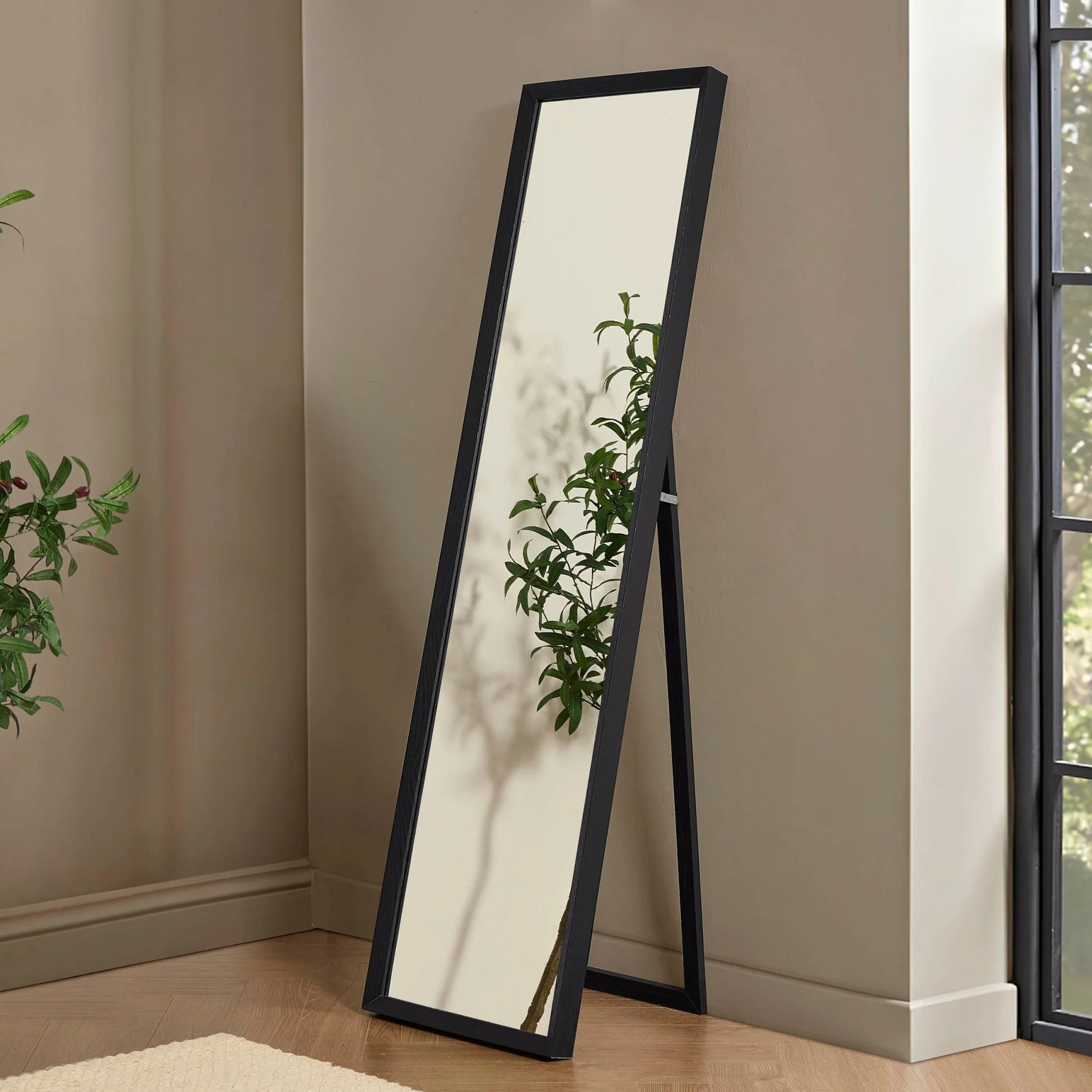 Rectangle Free Standing Mirror - Black