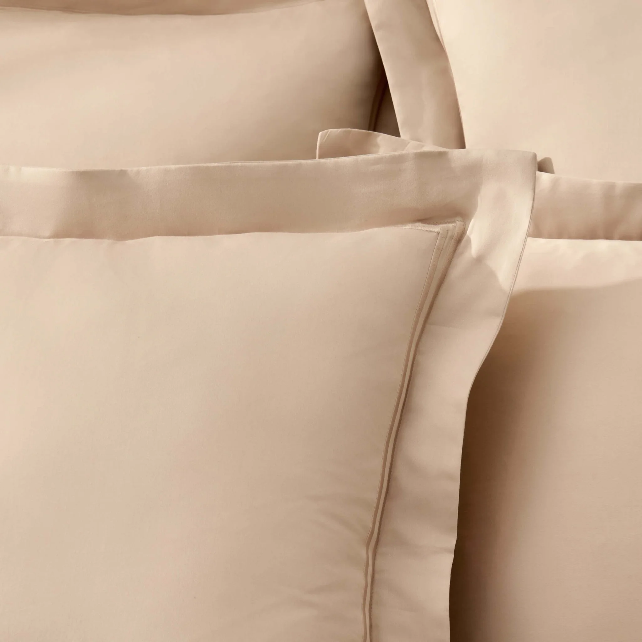 Regent Embroidered 100% Cotton Pair of Oxford Square Pillowcases - Champagne - Image 2